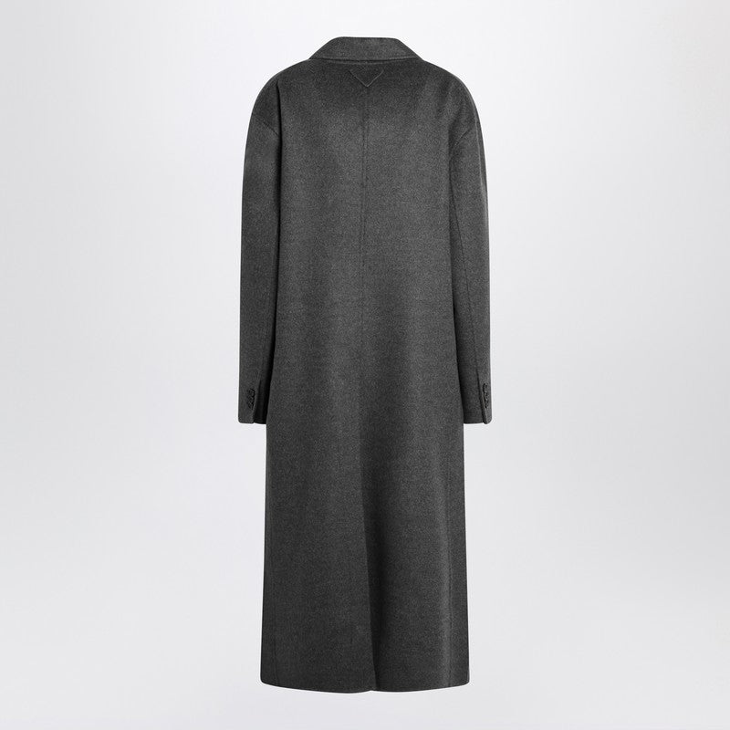 Prada Grey Double-Breasted Wool And Cashmere Coat Women