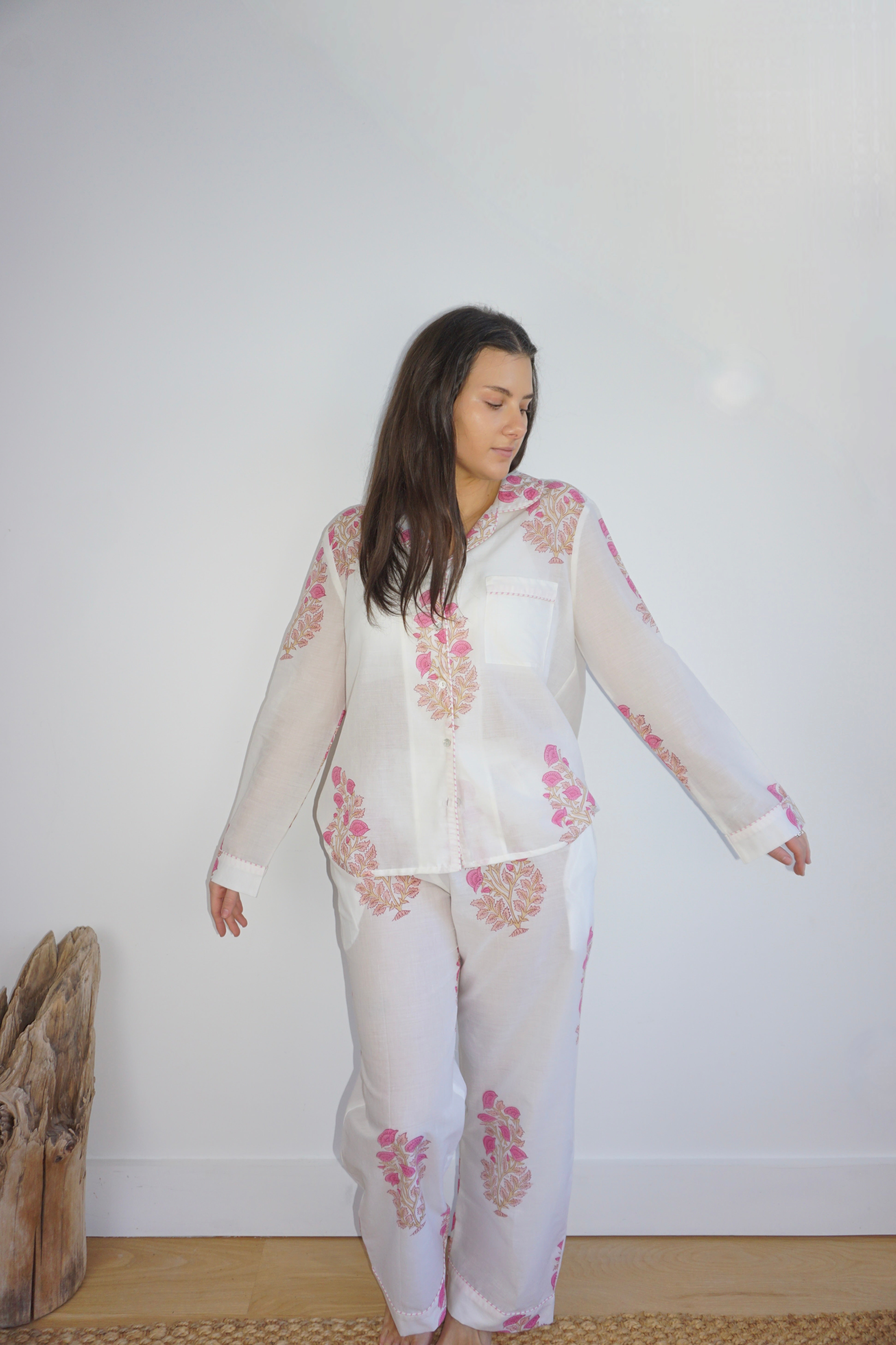 PJ Set - Long Sleeve Long Pant in Pink Peony