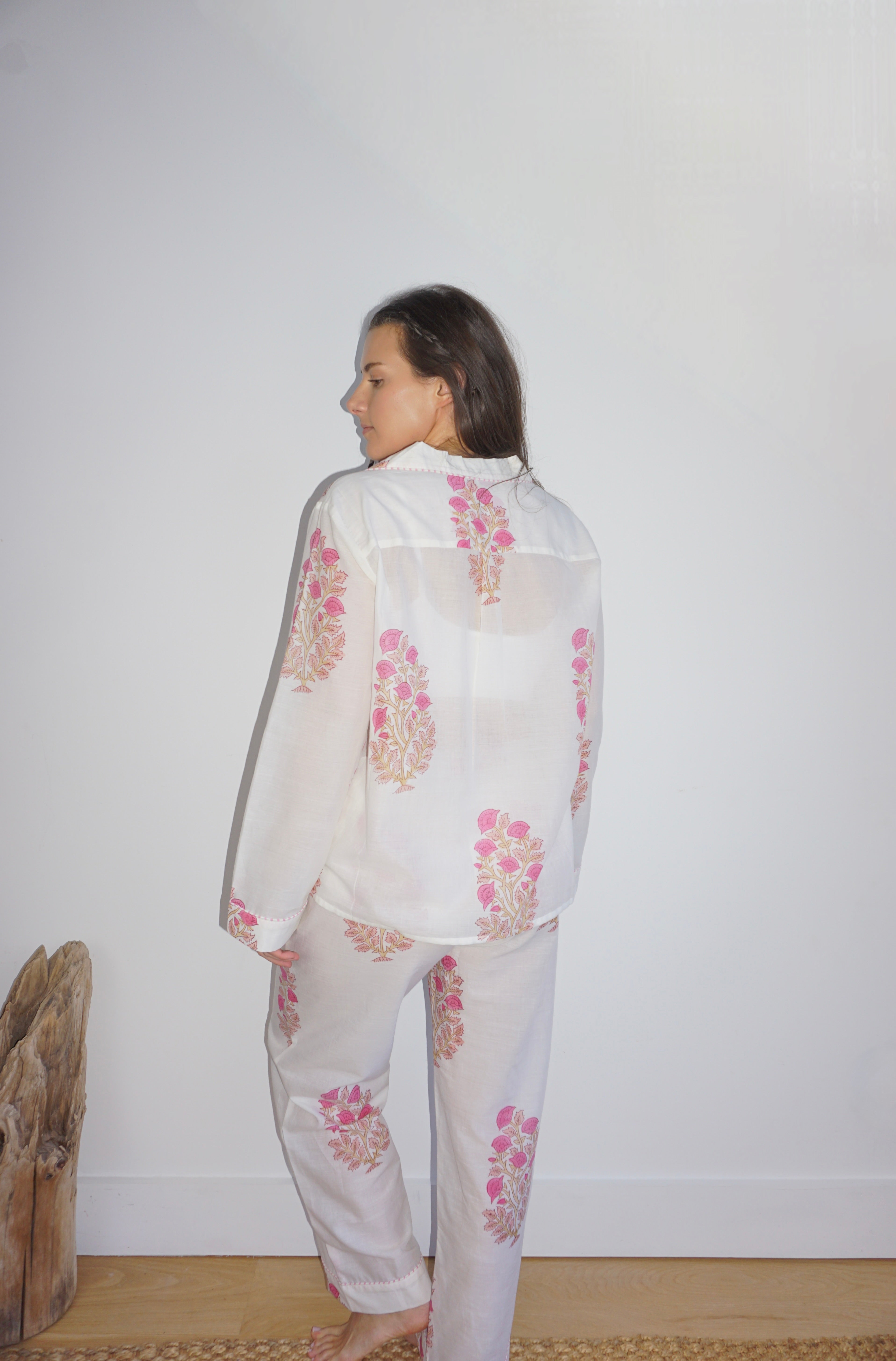 PJ Set - Long Sleeve Long Pant in Pink Peony