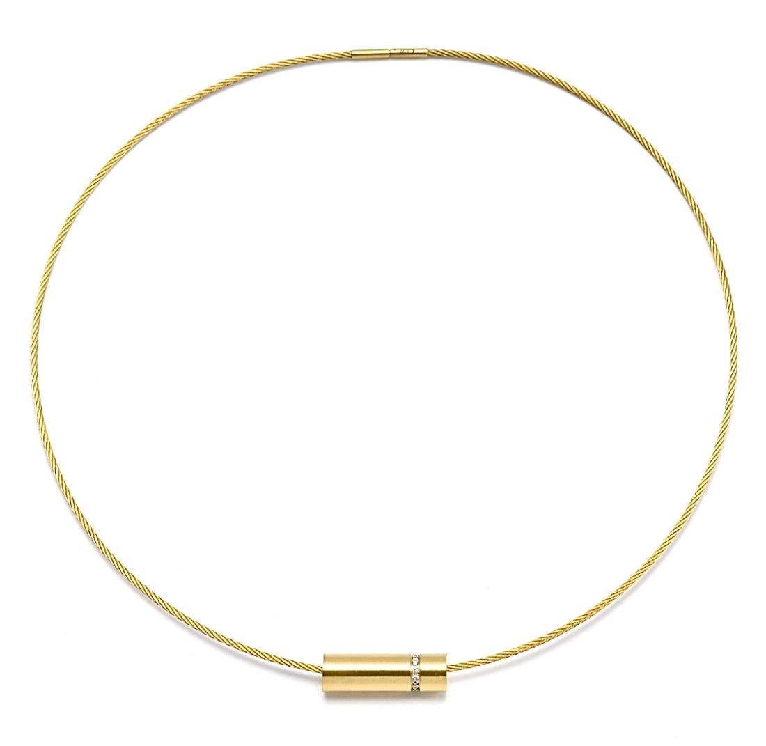 PT080G B.Tiff Gold Pavé Rouleau Pendant