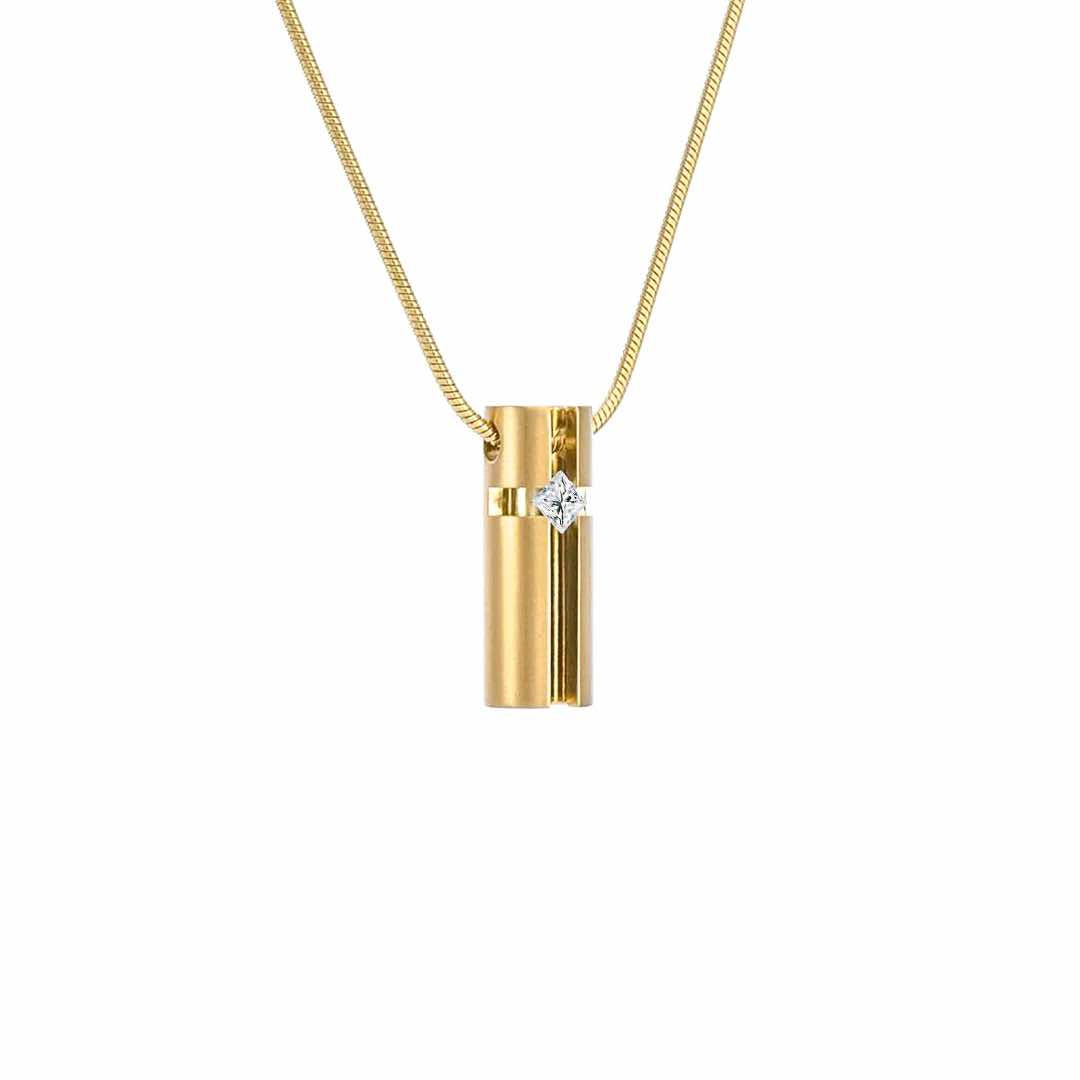 PT099G B.Tiff Gold .02ct 3D Cross Croixlumière Pendant Necklace