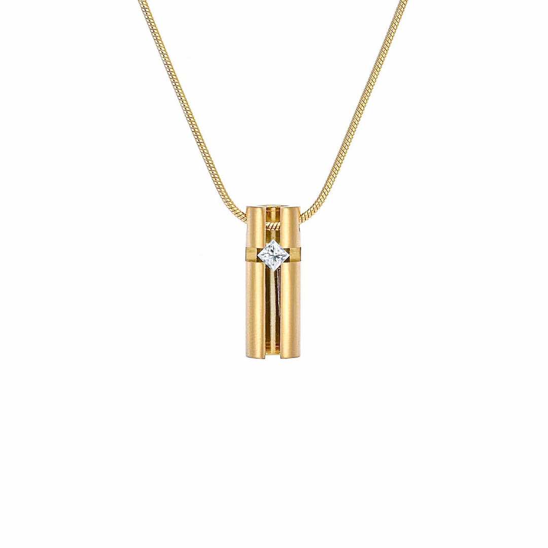 PT099G B.Tiff Gold .02ct 3D Cross Croixlumière Pendant Necklace