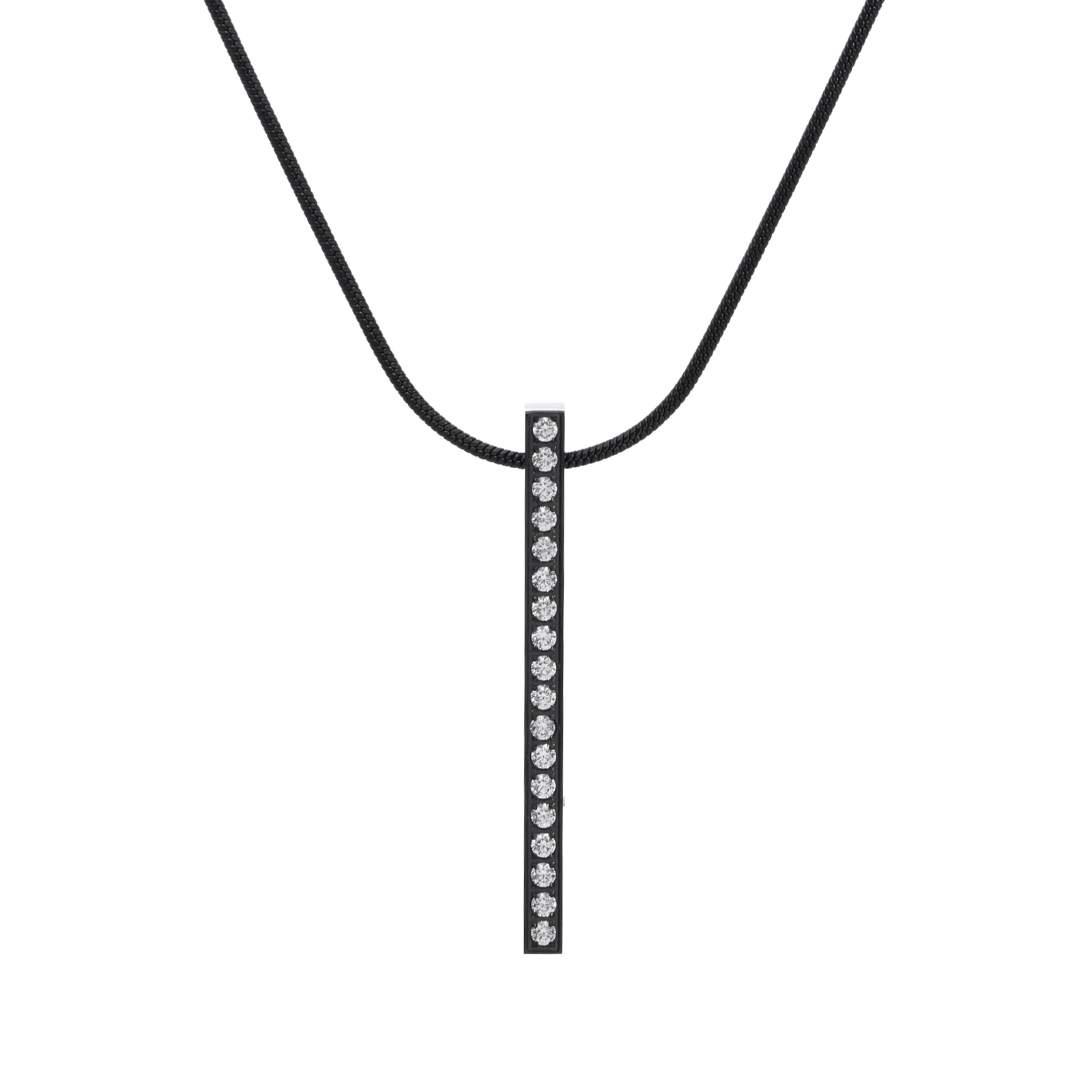 PT107B B.Tiff Black 18-Stone Bar Pendant