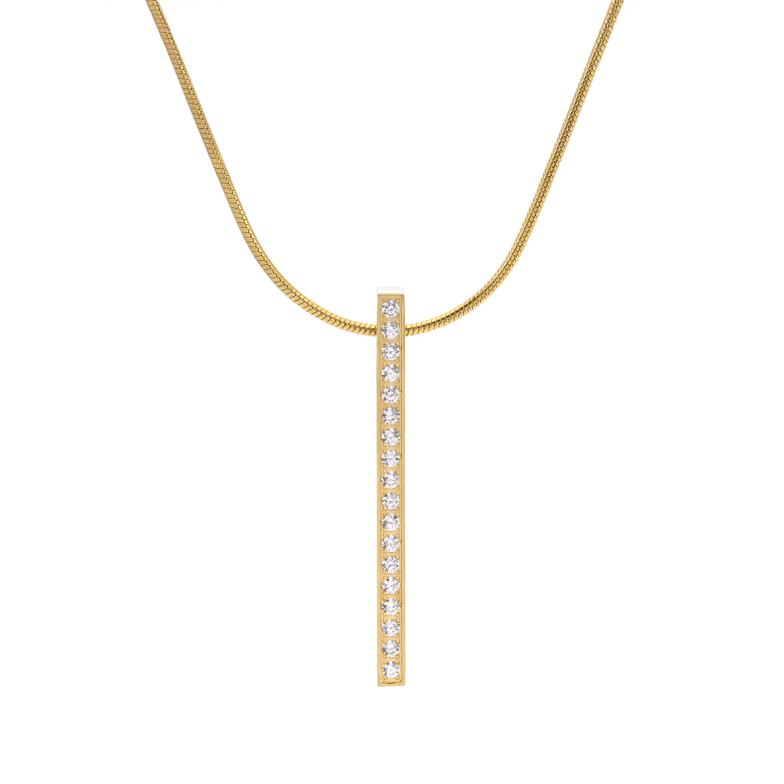 PT107G B.Tiff Gold 18-Stone Bar Pendant