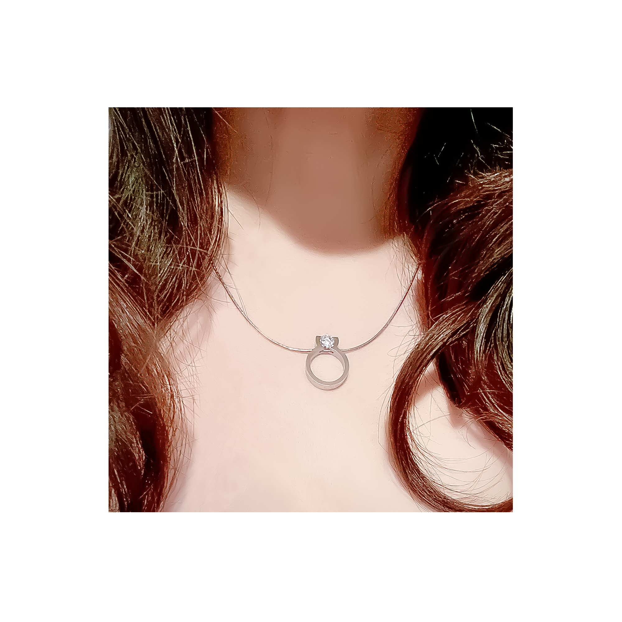 PT117W B.Tiff 1 CT Tension Ring Pendant Necklace