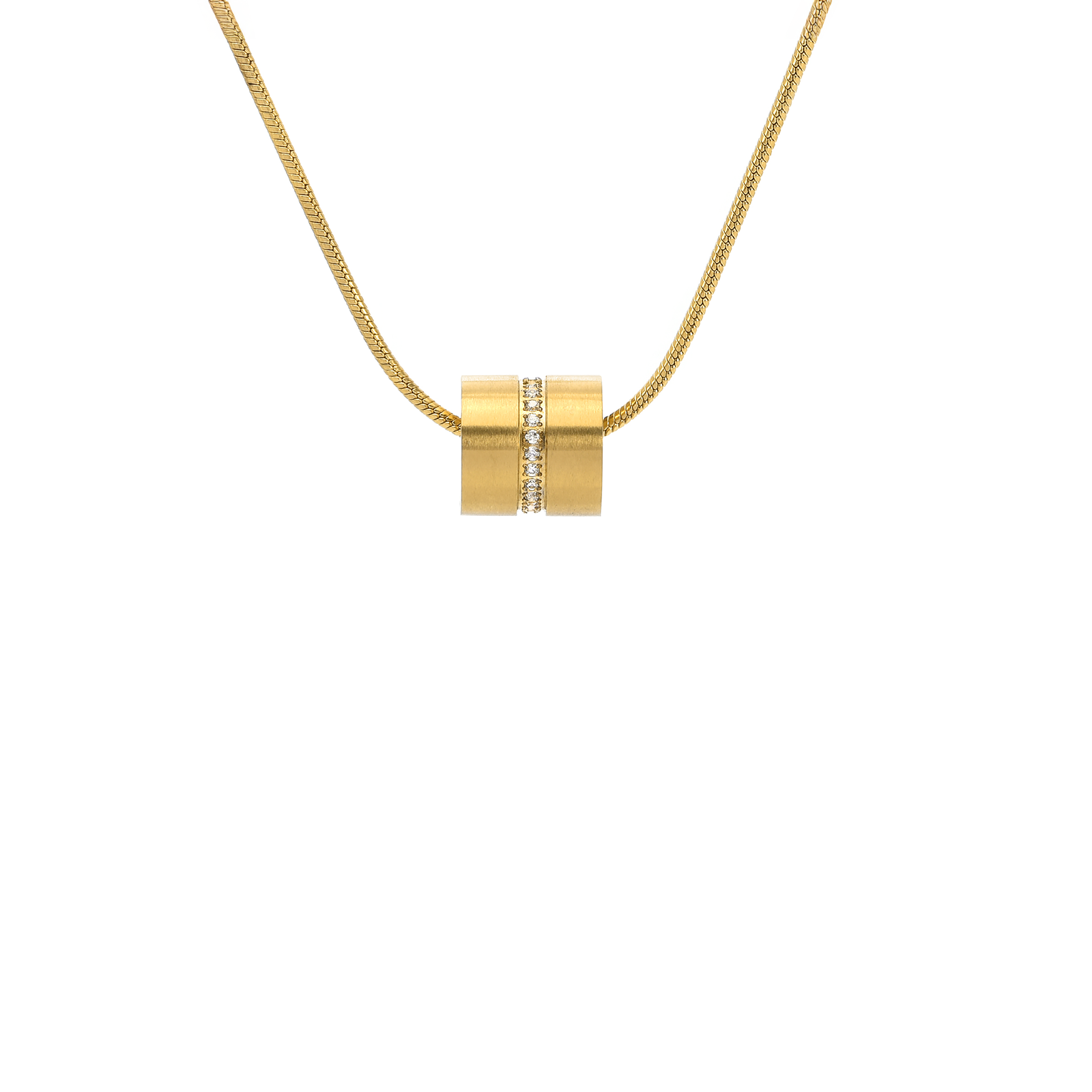 PT118G B.Tiff Gold Barrel Pendant