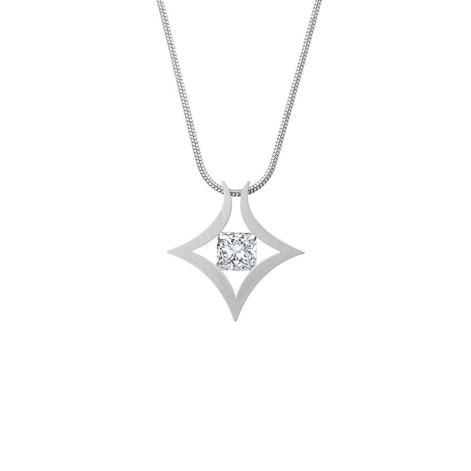 PT124W B.Tiff Natal 1 ct Princess Cut Tension Pendant Necklace