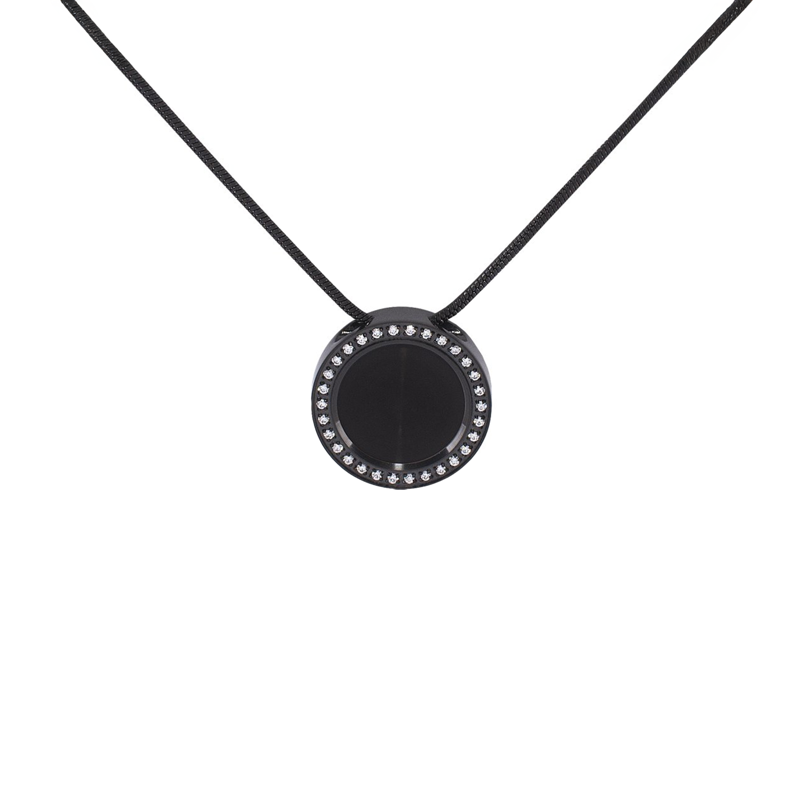PT207B B.Tiff Black Pavé 30-Stone Halo Pendant