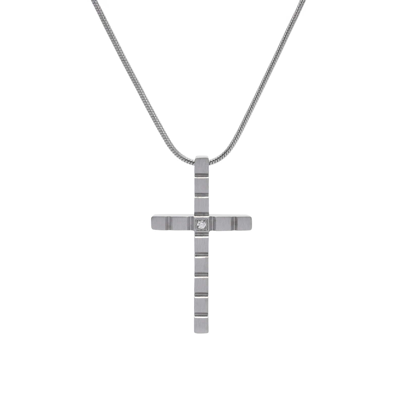 PT209W B.Tiff Box Cut Cross Pendant