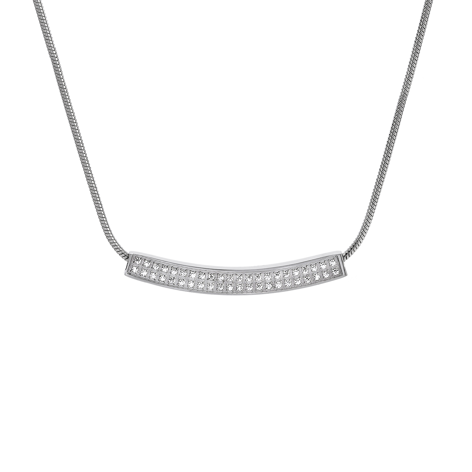 PT222W B.Tiff Pavé Crescent Pendant Necklace