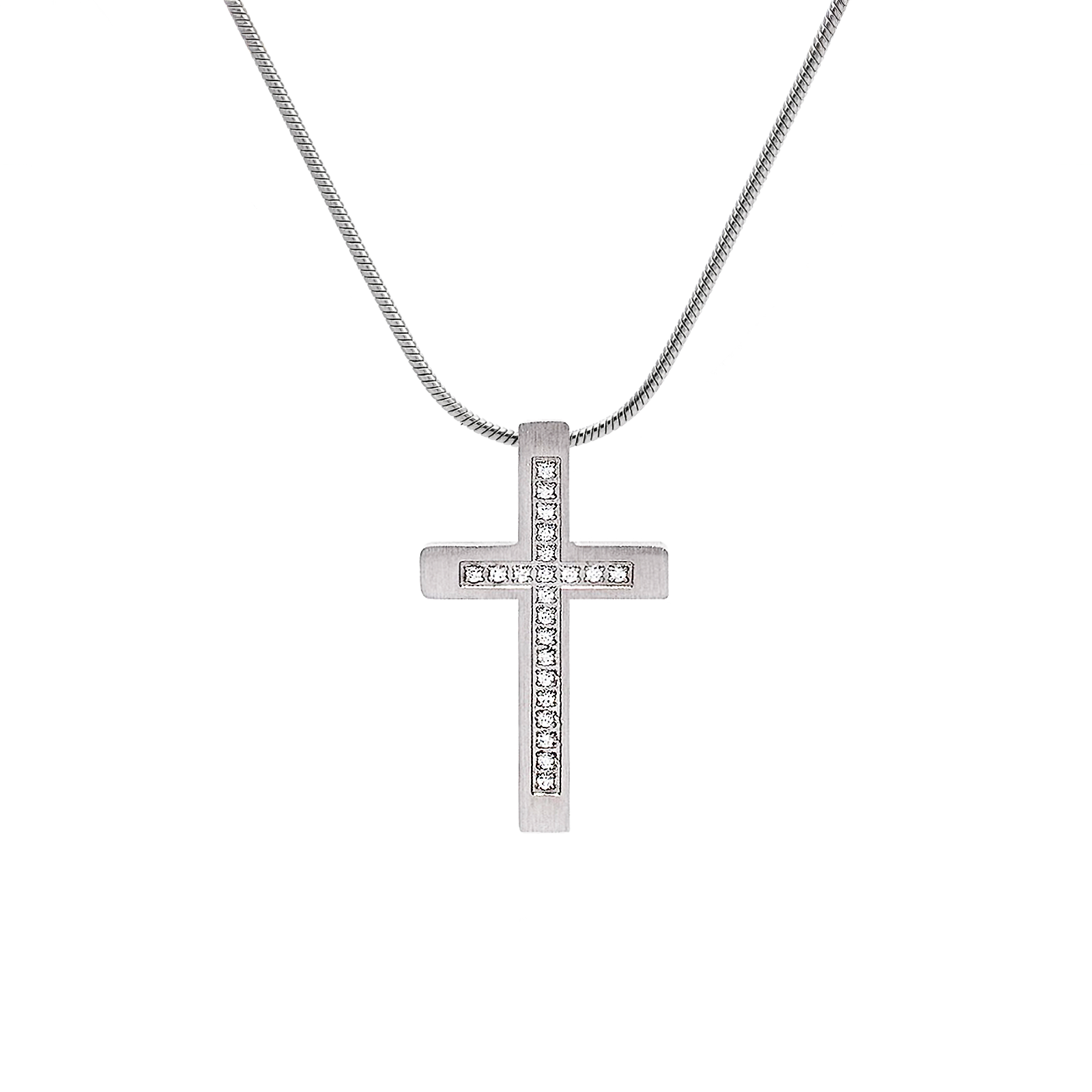 PT229W B.Tiff Pave Cross Pendant