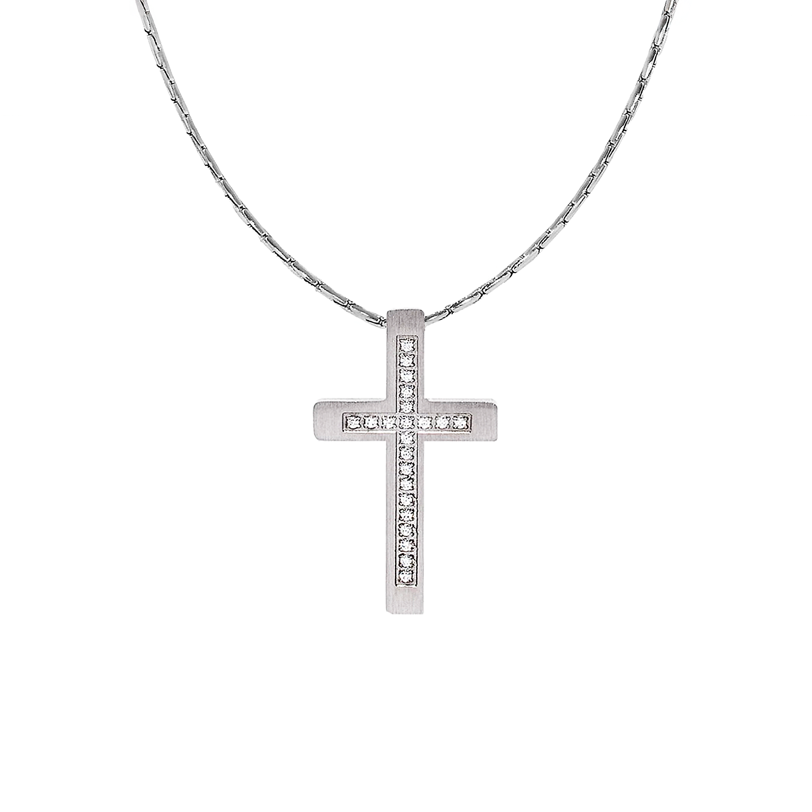 PT229W B.Tiff Pave Cross Pendant