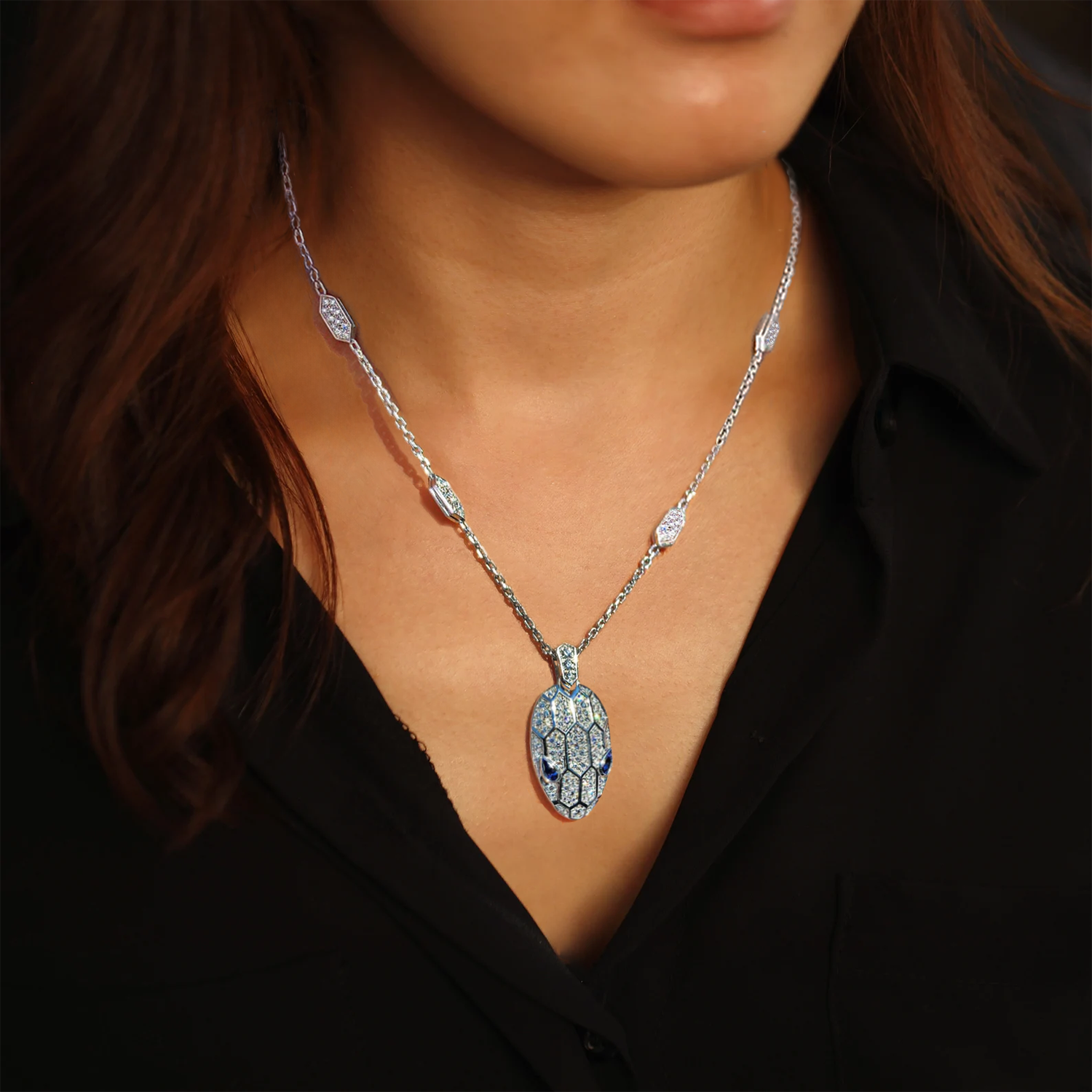 PT307W B.Tiff  Pavé Viper Pendant Necklace