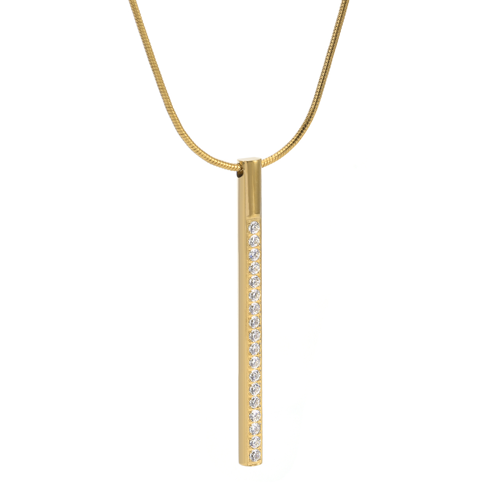 PT318G B.Tiff Gold Pave Bar Pendant