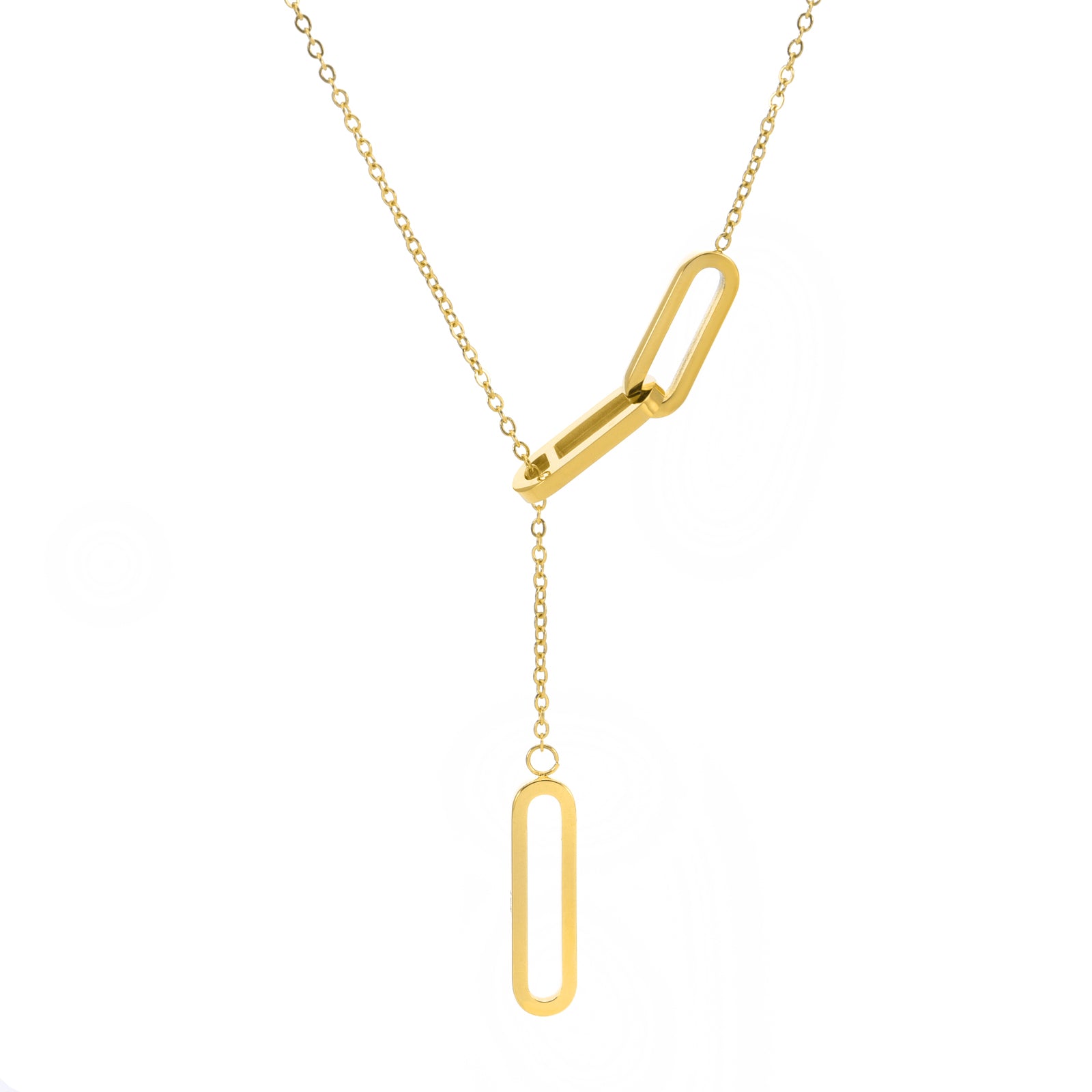 PT330G B.Tiff Adjustable Gold Thin Rolo Chain Necklace with Paperclip Links