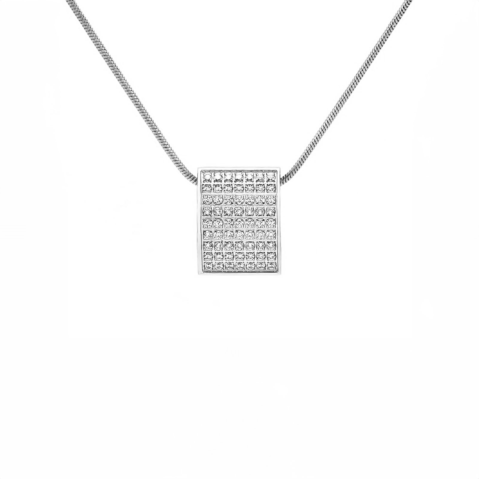 PT444W B.Tiff Pavé Oreiller Pendant Necklace with Coil Chain