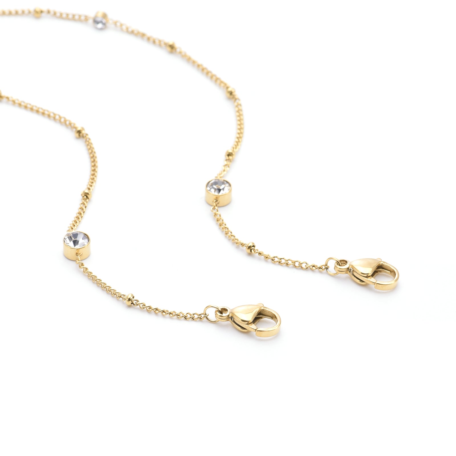 PT456G B.Tiff 8-Stone Gold Pavé Station Necklace