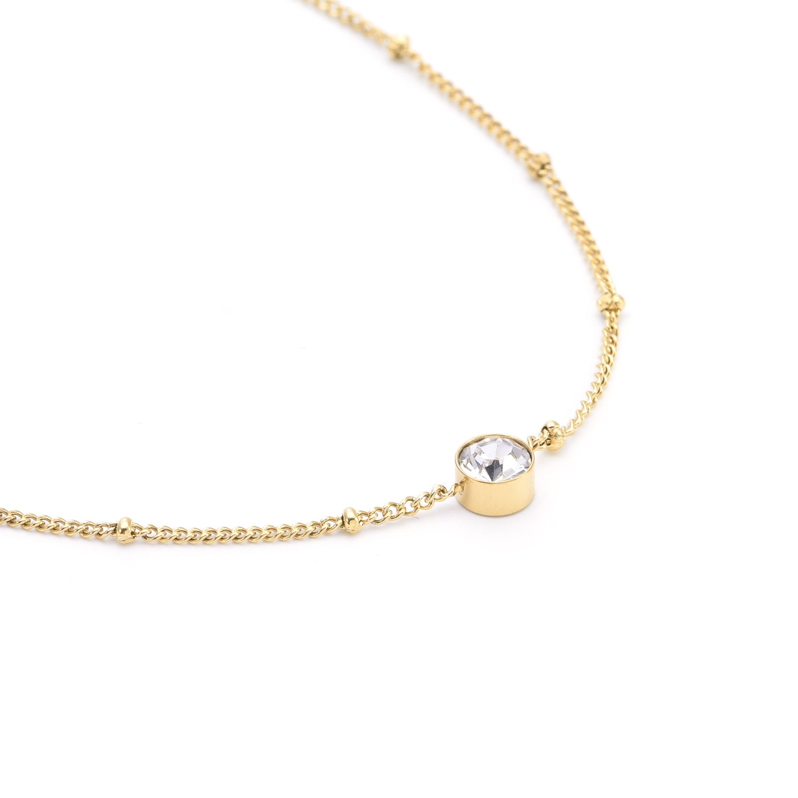 PT456G B.Tiff 8-Stone Gold Pavé Station Necklace