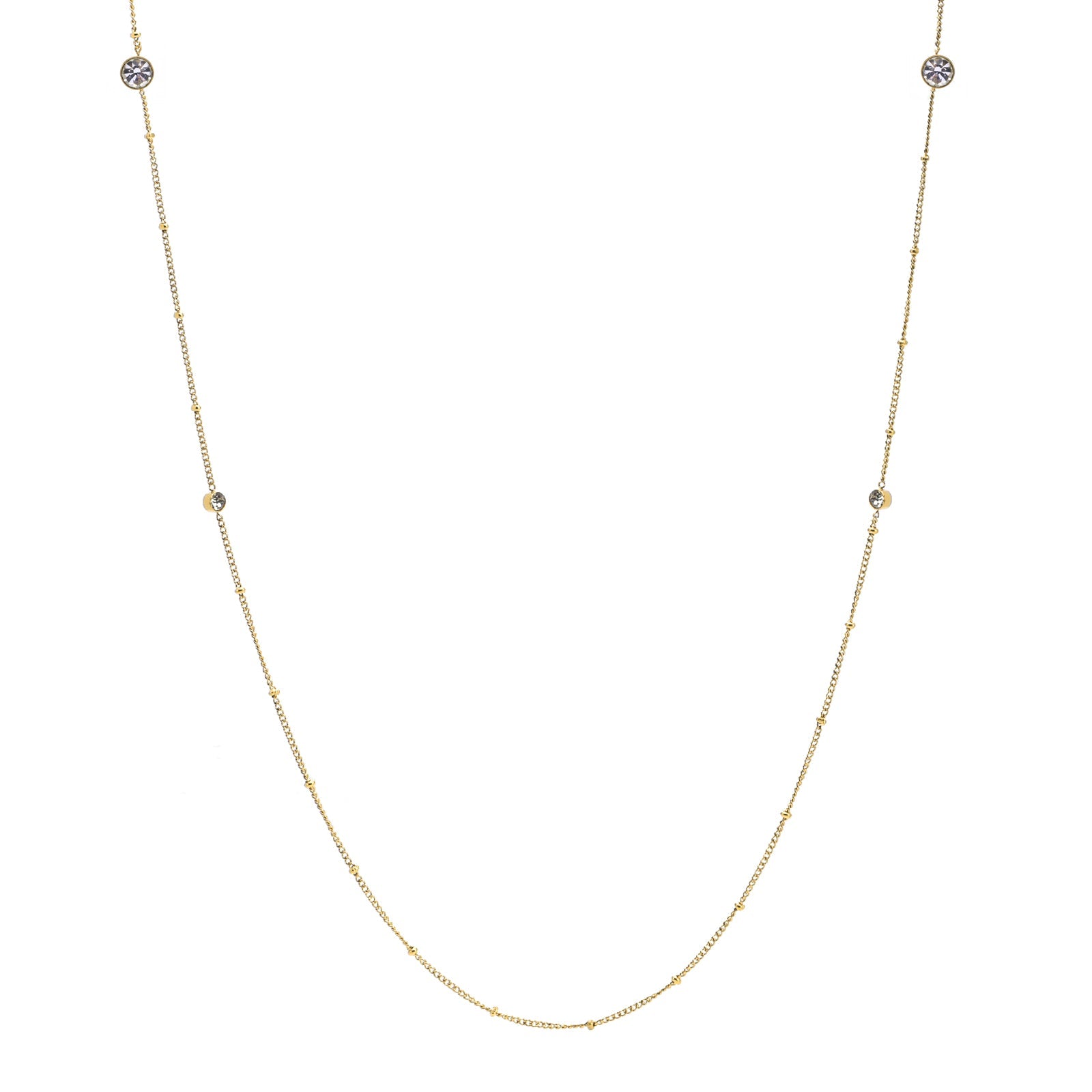 PT456G B.Tiff 8-Stone Gold Pavé Station Necklace