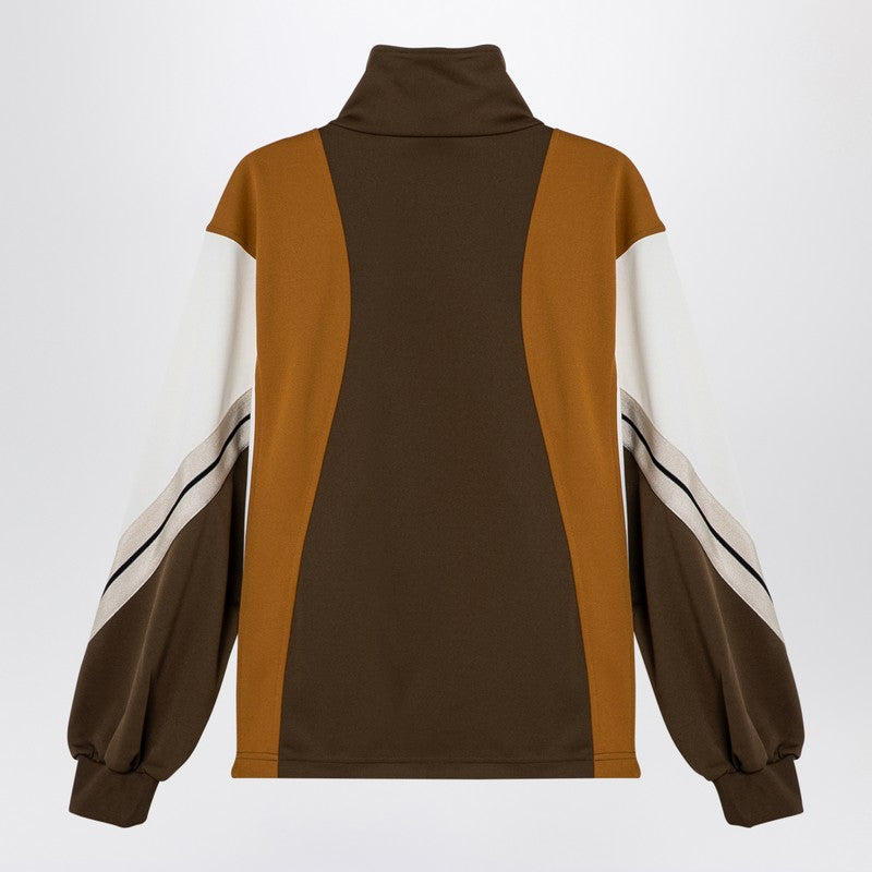 Palm Angels Sweatshirt Over Colour-Block Brown/Ochre Women