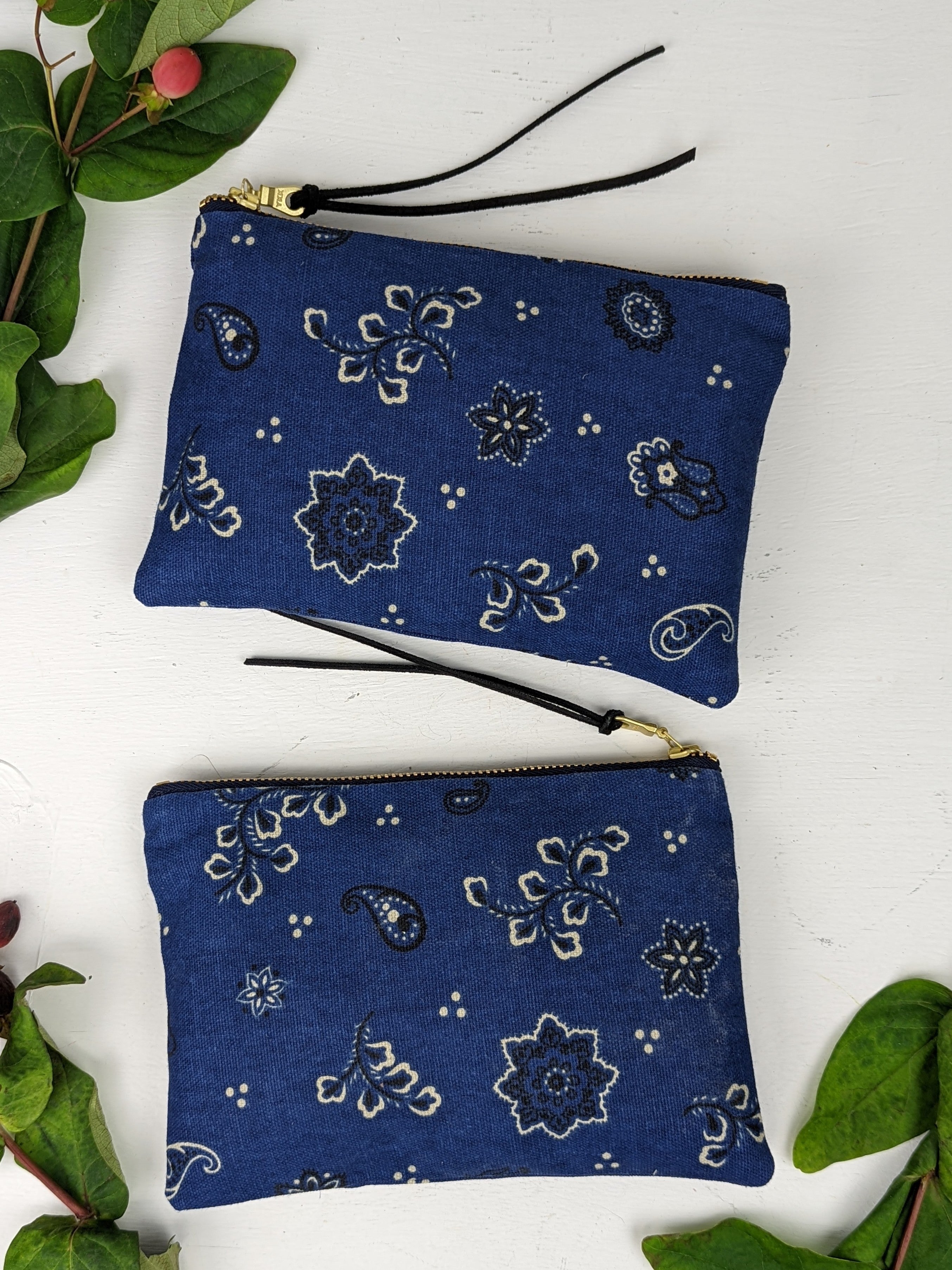 Blue Bandana Mini Zip Clutch