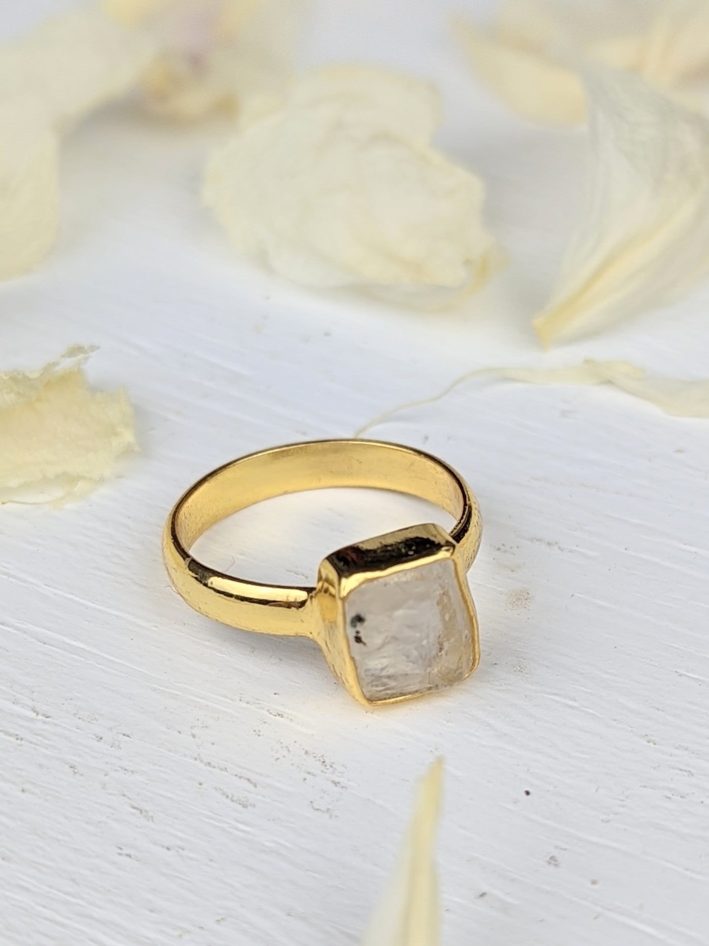 Raw Moonstone Bezel Ring