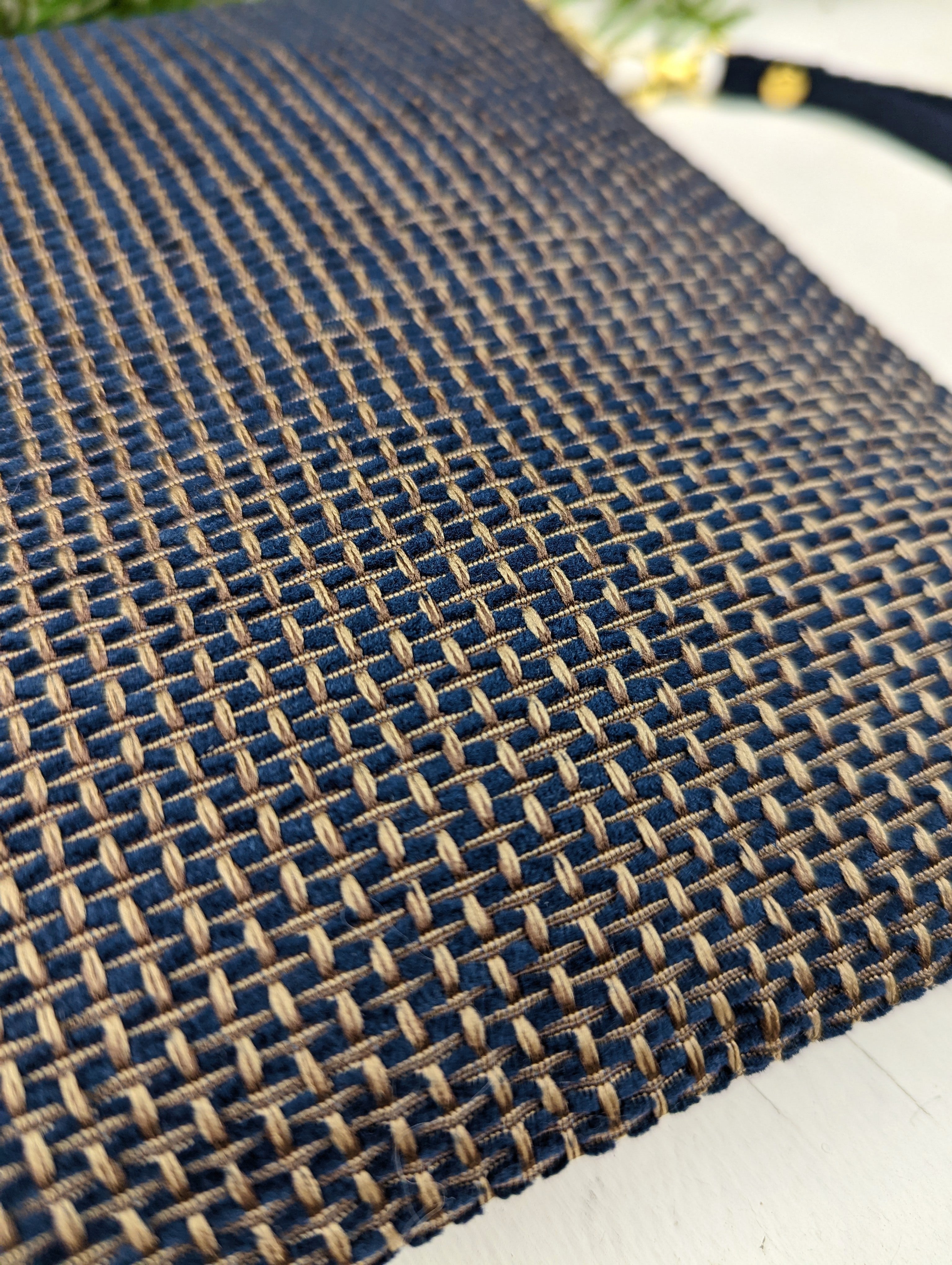 Golden Navy Tweed Purse