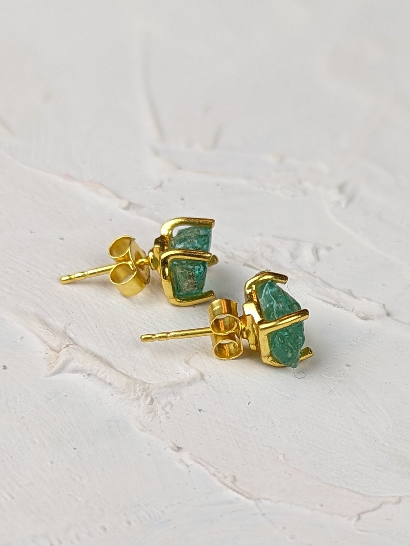 Raw Apatite Stud Earrings