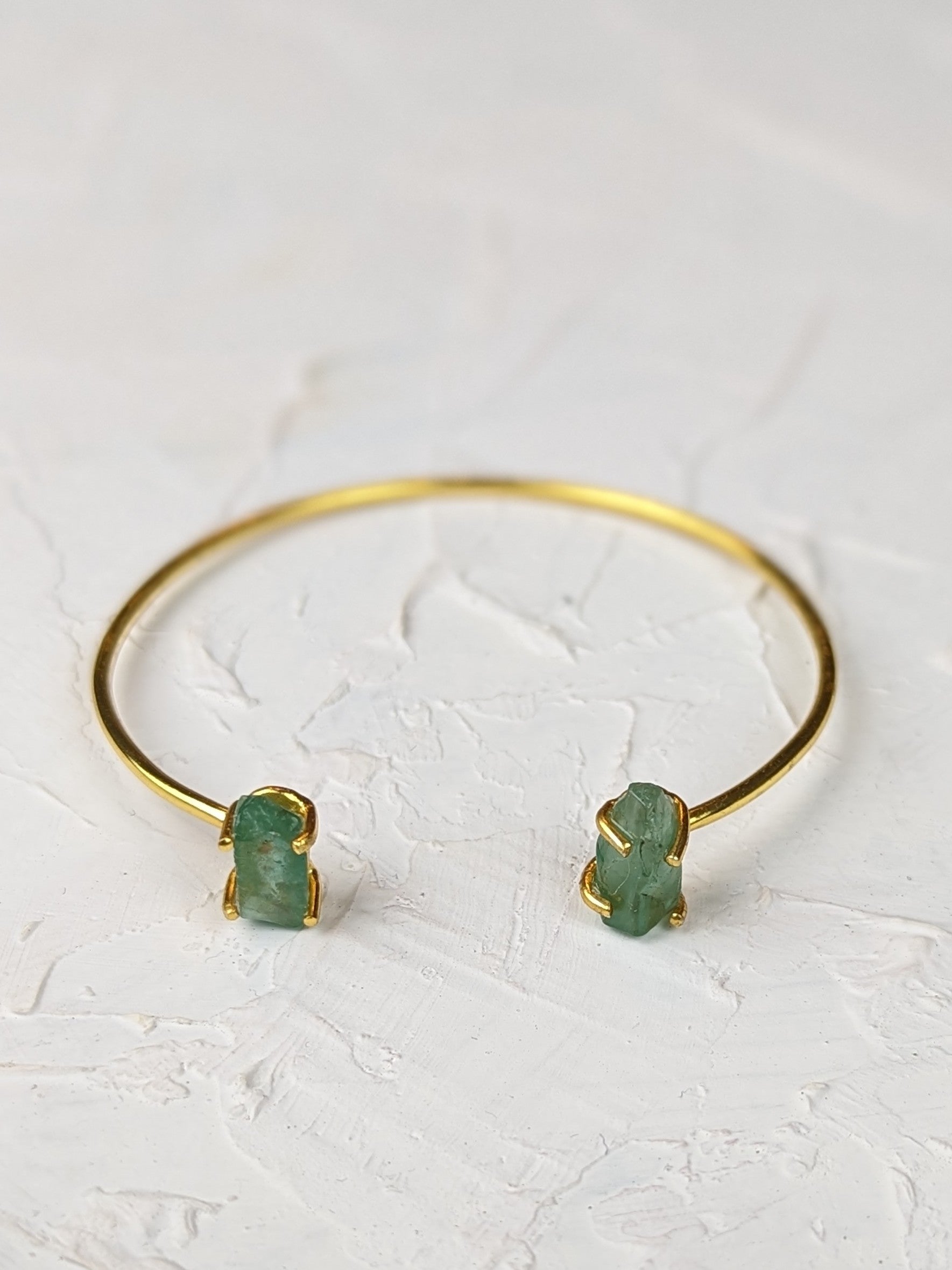 Apatite and Gold Cuff Bracelet