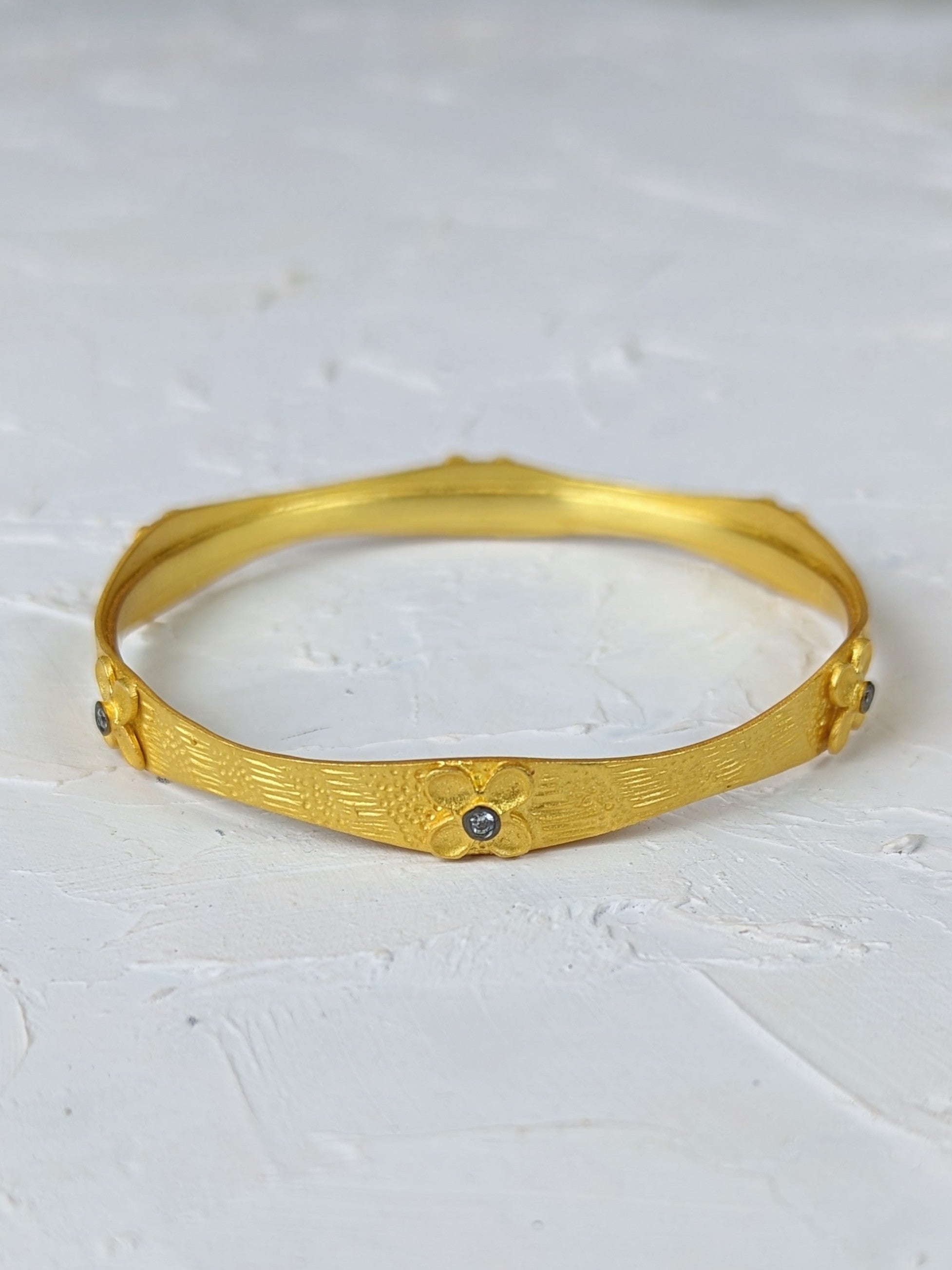 Gold Petite Flower Bangle