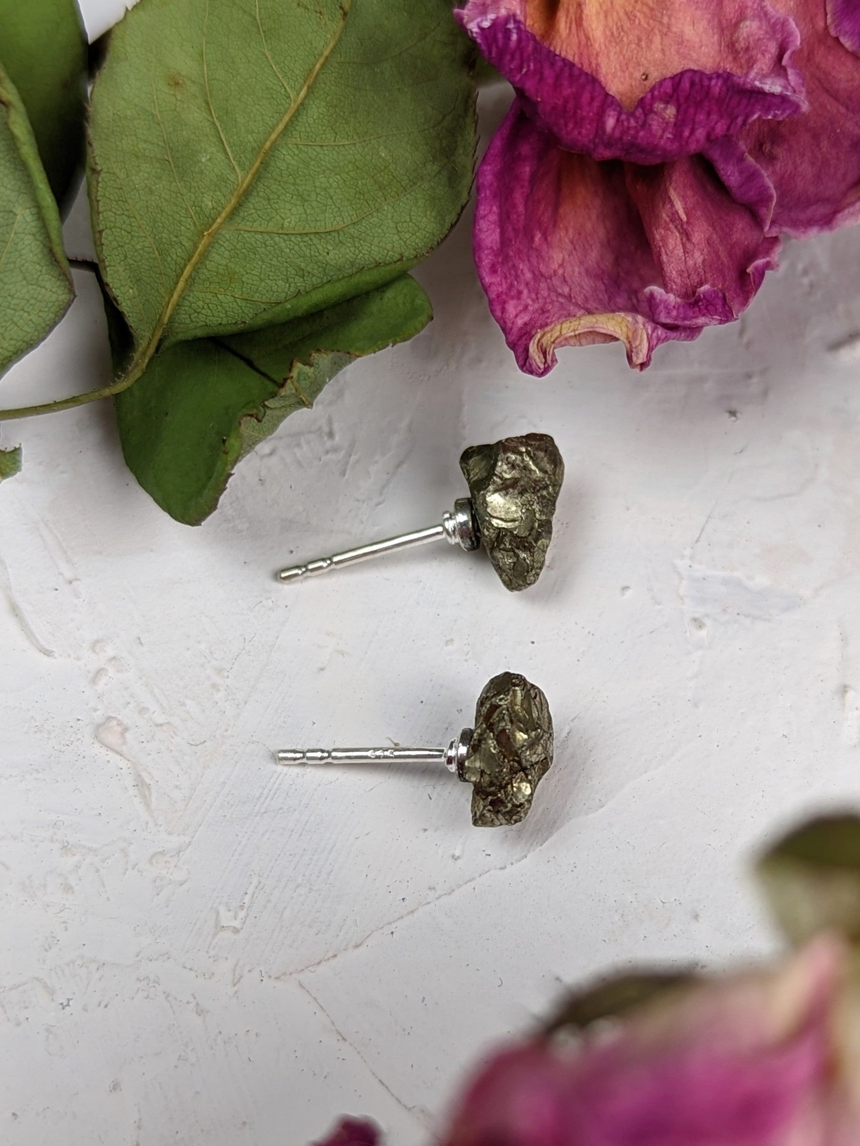 Rough Pyrite Stud Earrings