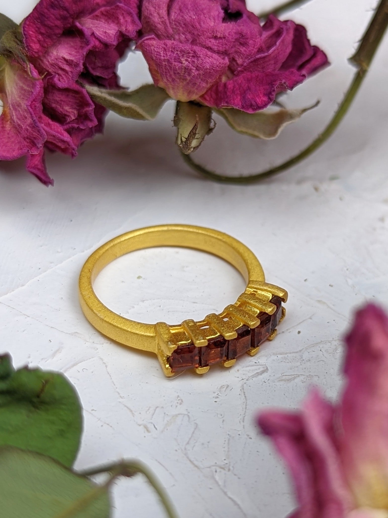 Garnet Squares Gemstone Ring