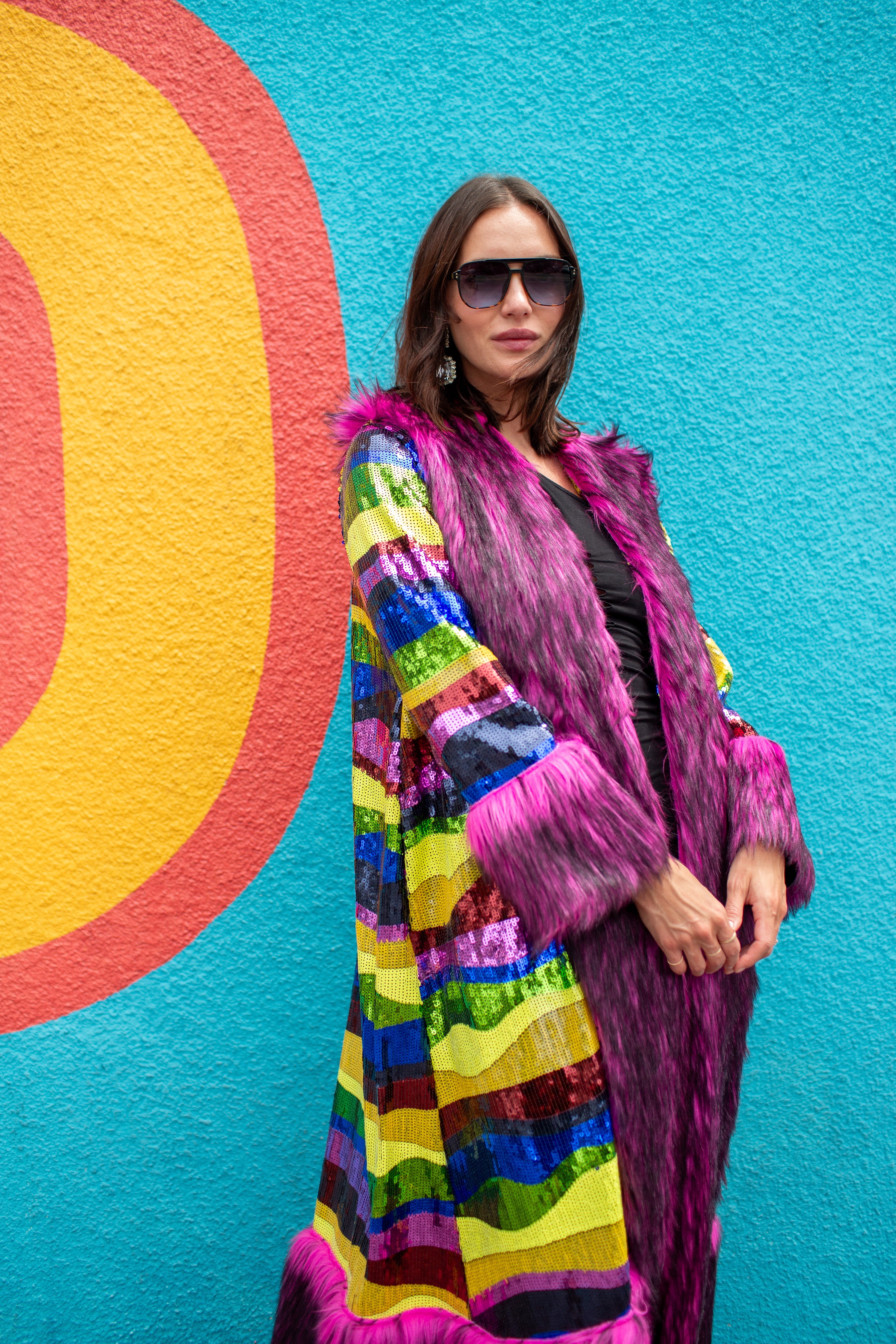 Penny Deluxe Rainbow Road Faux Fur Jacket