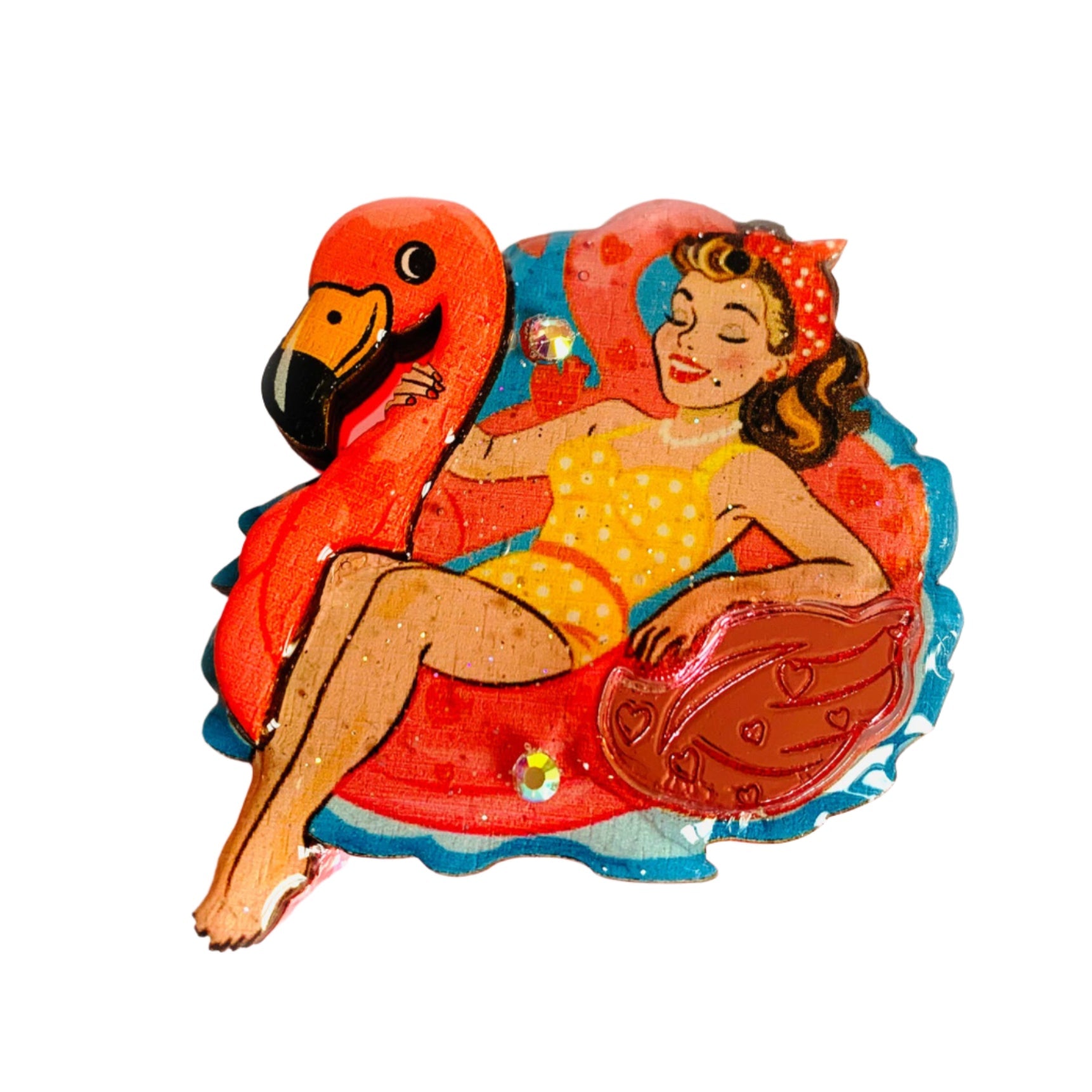 Frankie & the Flamingo Float Brooch by Rosie Rose Parker