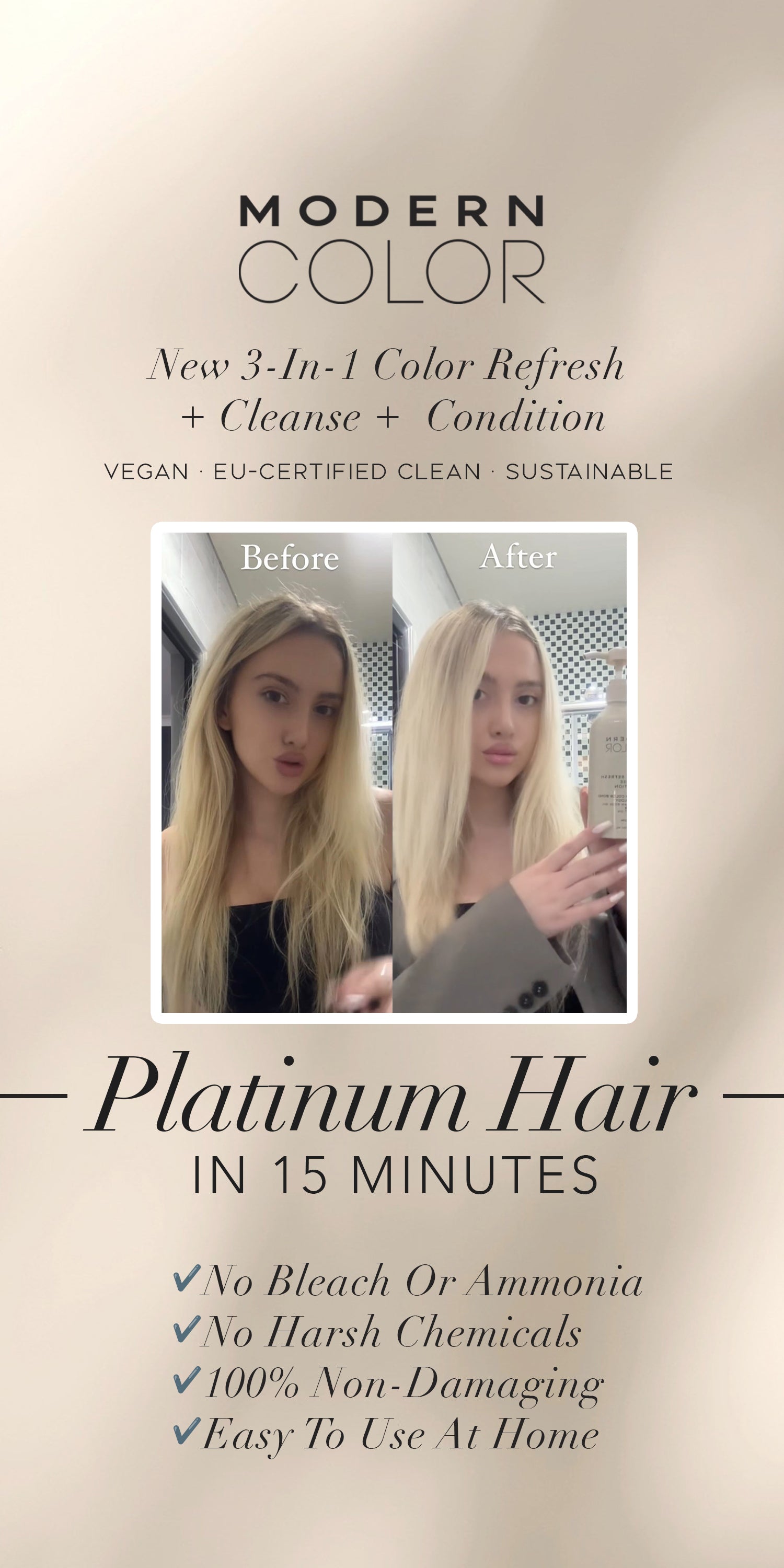 3-In-1 Hair Color Refresh + Cleanse + Condition - Platinum