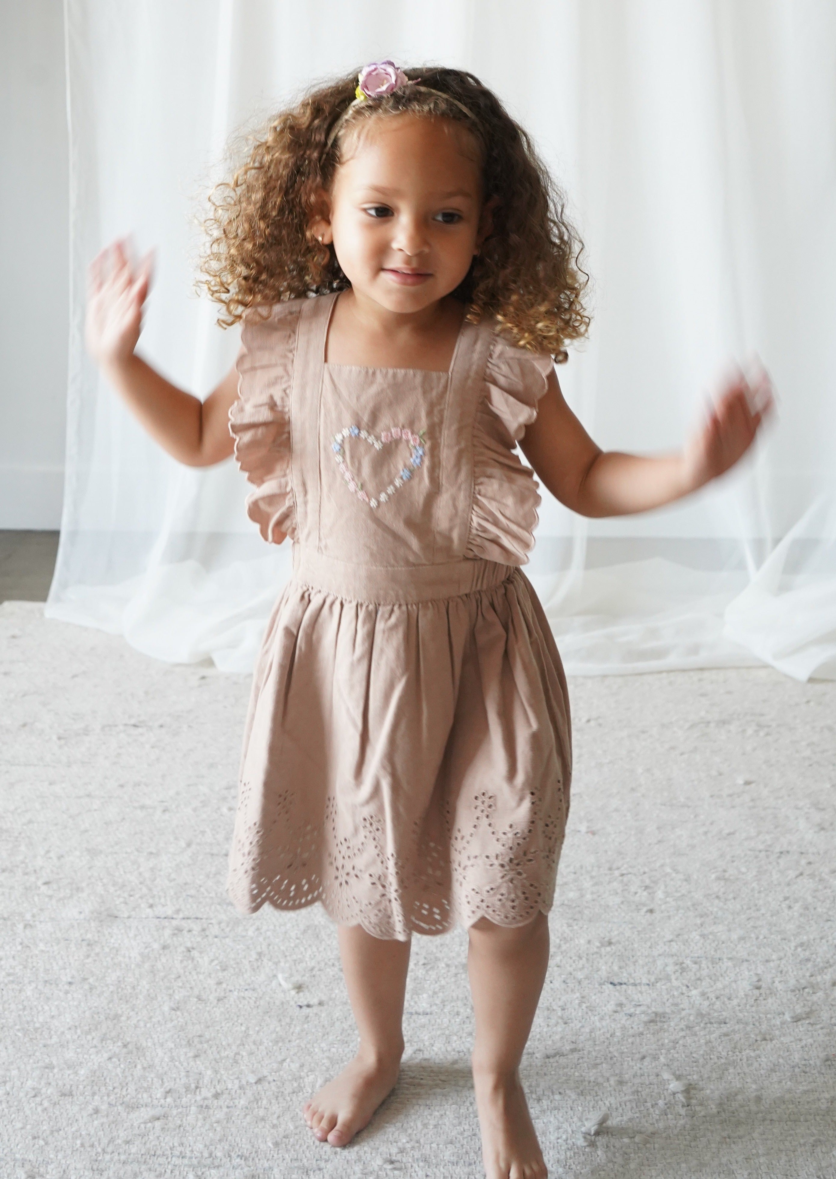 Baby Corduroy Cotton Anglaise Dress - Wistful Mauve