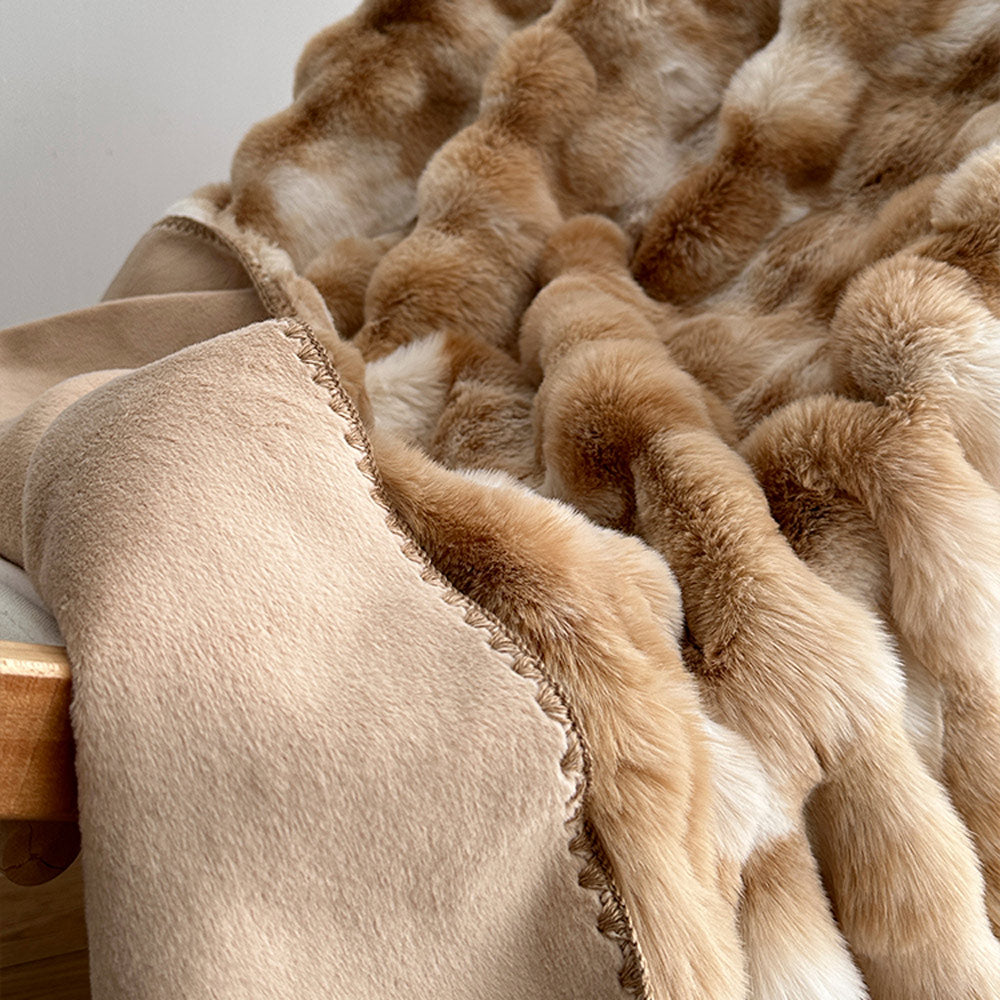 Premium Tie-Dye Faux Fur Rabbit Plush Sofa Blanket | 3CARATS