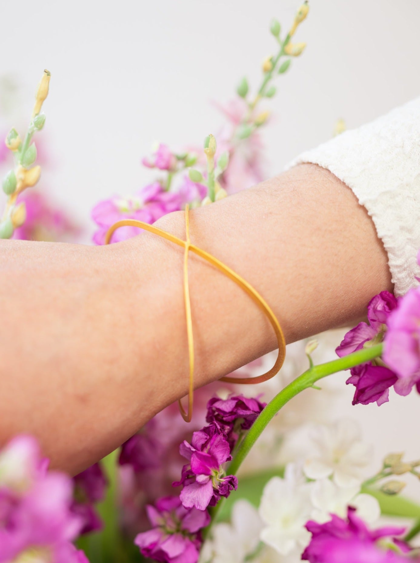 X Leaf Bangle Bracelet