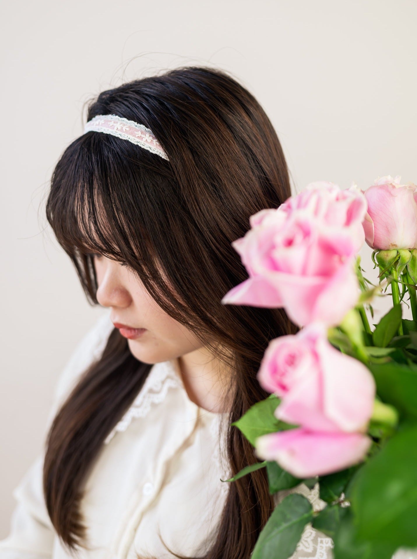 Blush Lace Skinny Headband