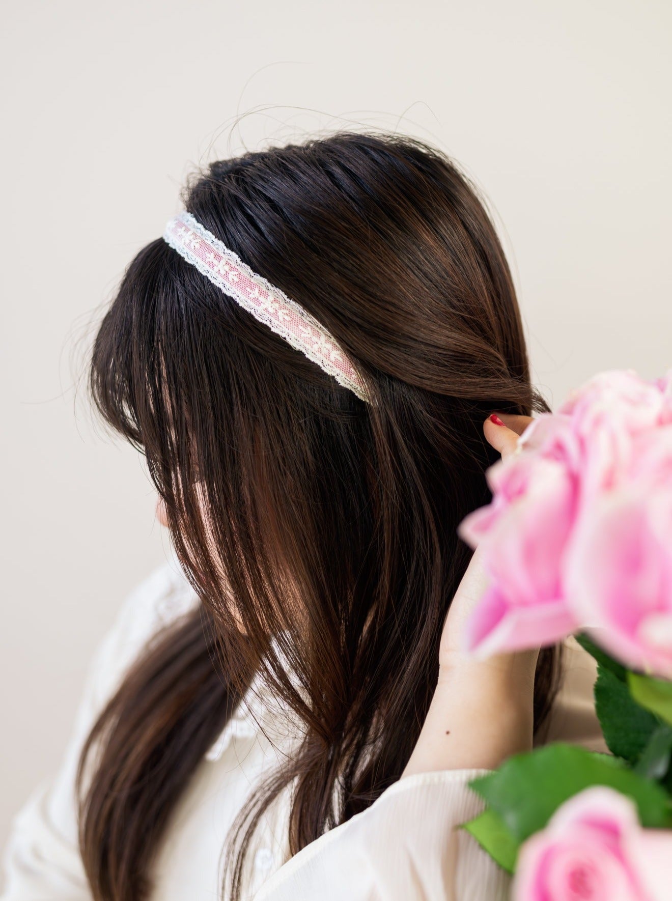 Blush Lace Skinny Headband