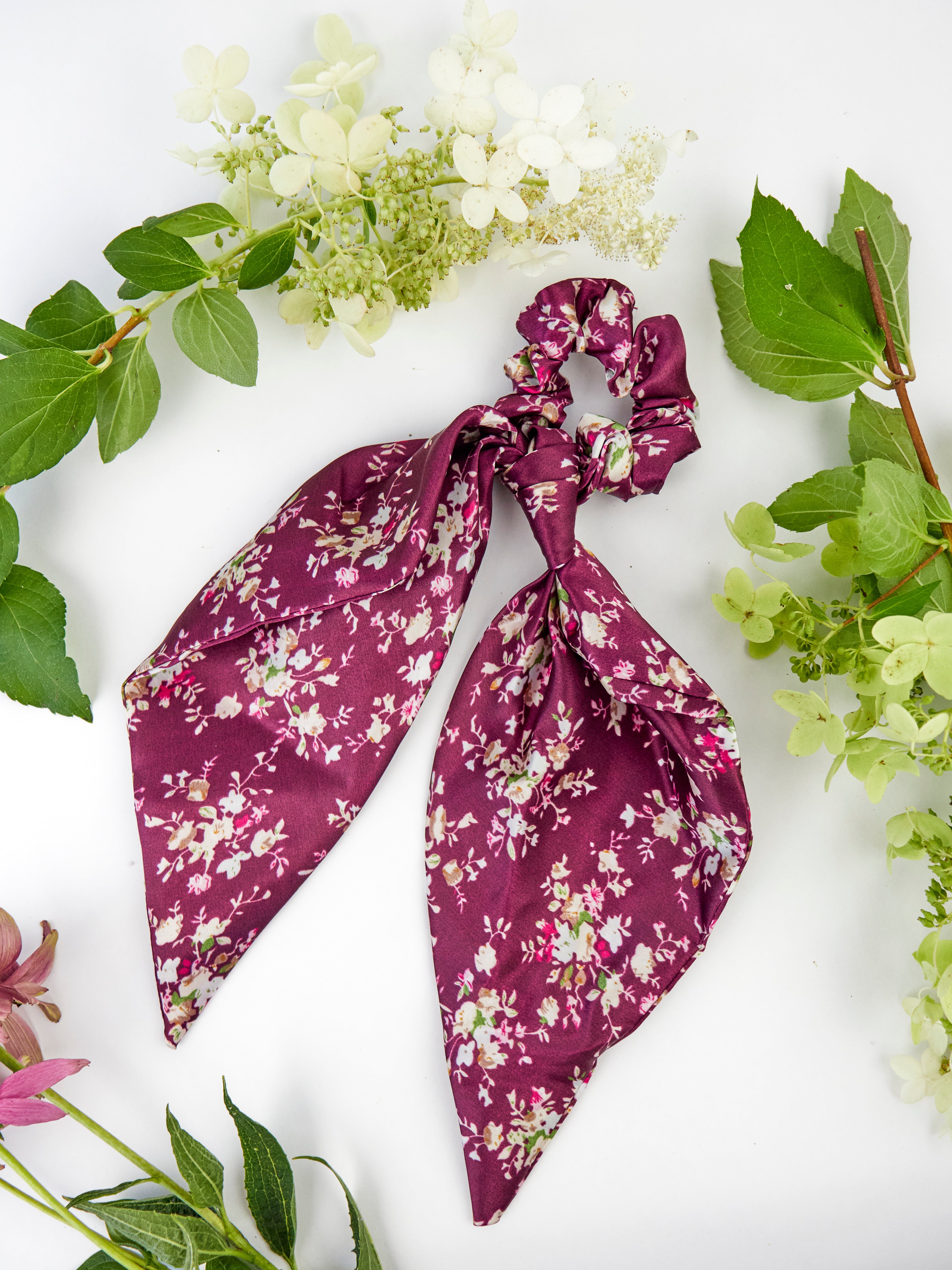 Purple Satin Scarf Scrunchie