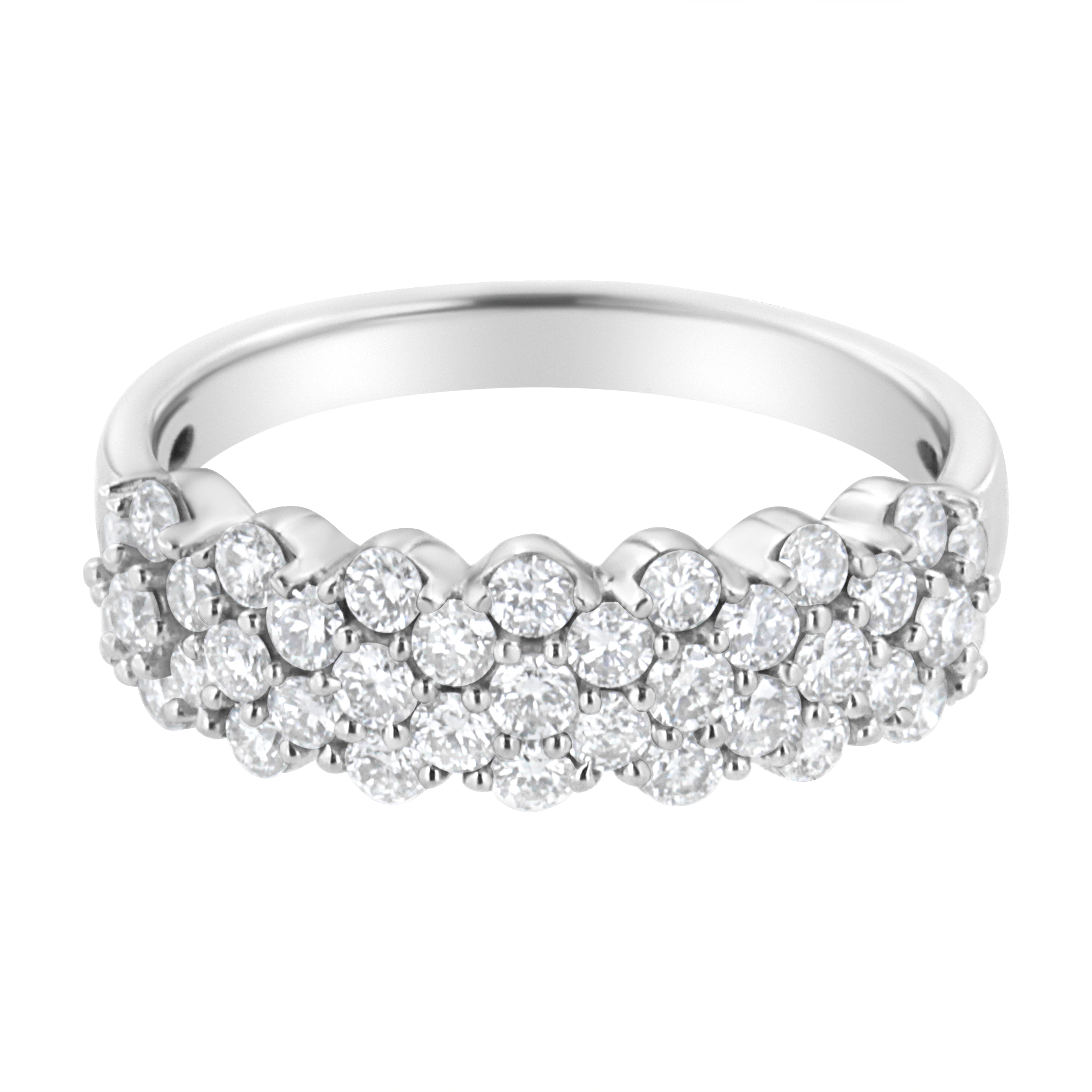 .925 Sterling Silver 1 Cttw Lab Grown Diamond Cluster Band Ring (F-G Color, Vs2-Si1 Clarity)