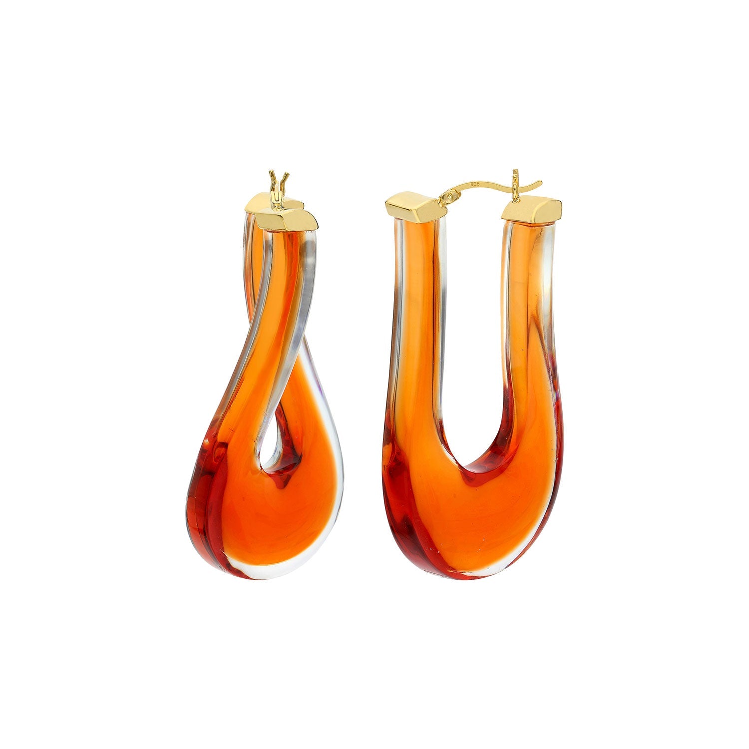Large Twisted Horseshoe Lucite Hoop Earrings