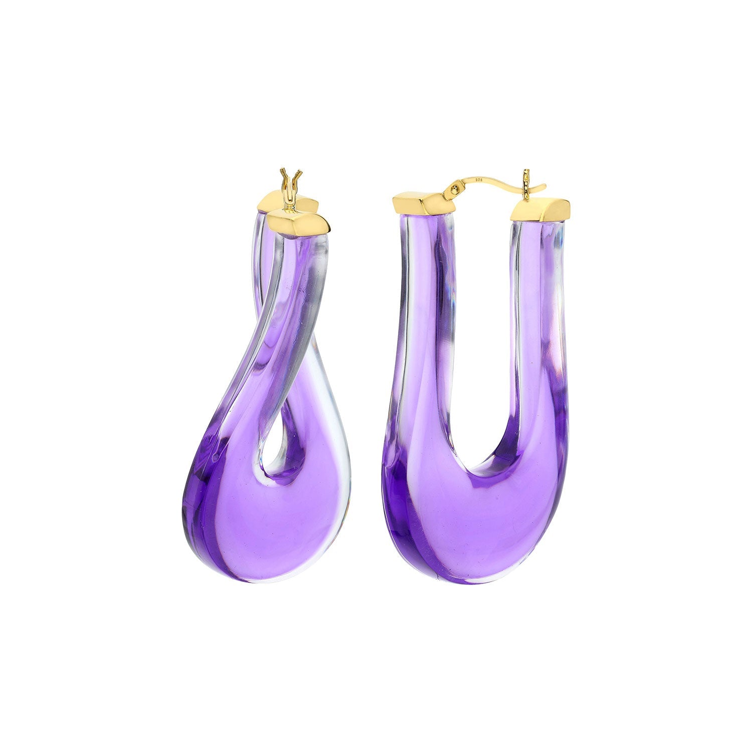 Large Twisted Horseshoe Lucite Hoop Earrings