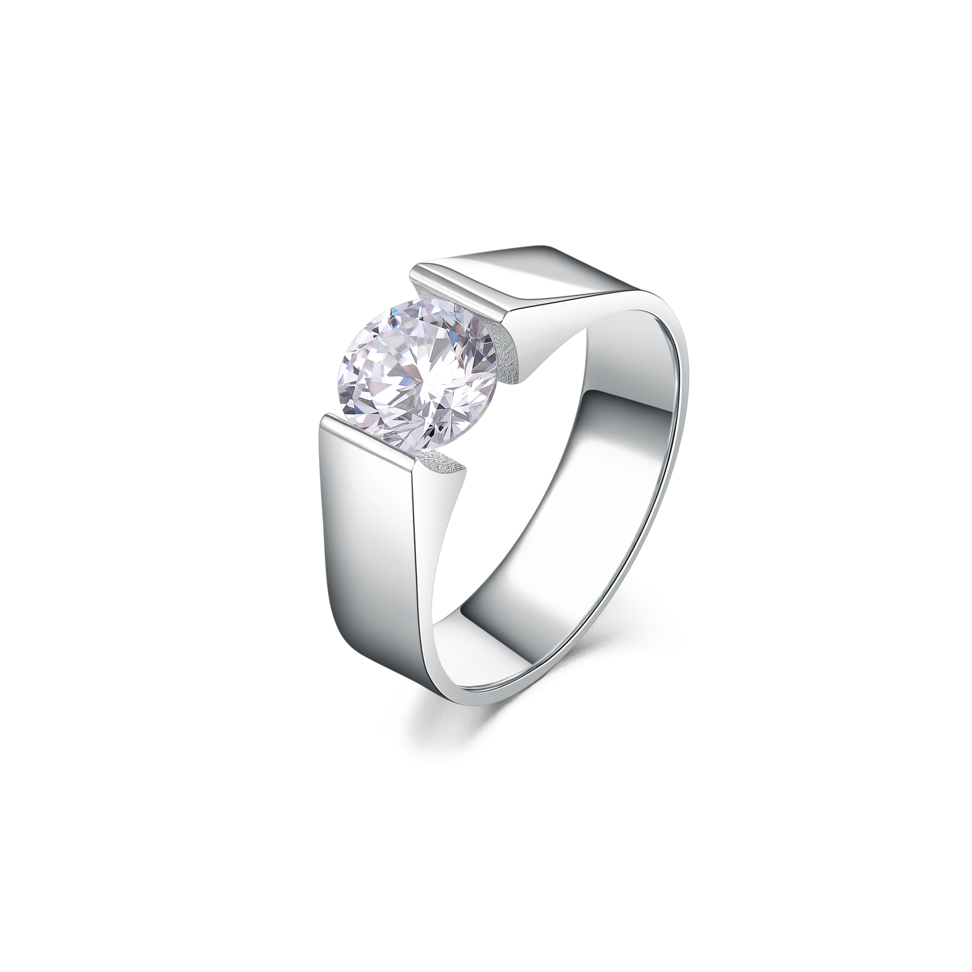 RG093MW B.Tiff 2 ct Moissanite Round Solitaire Engagement Ring