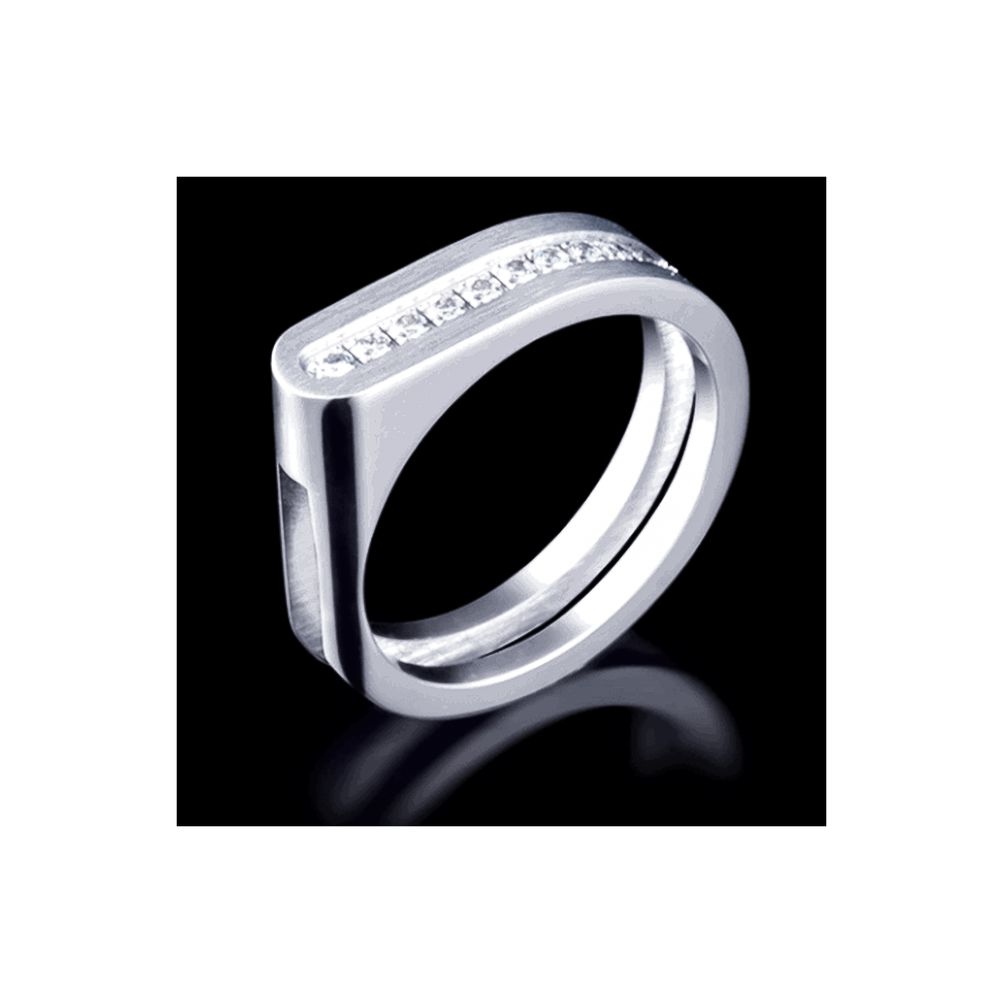 RG098W B.Tiff Pavé Carrée Ring