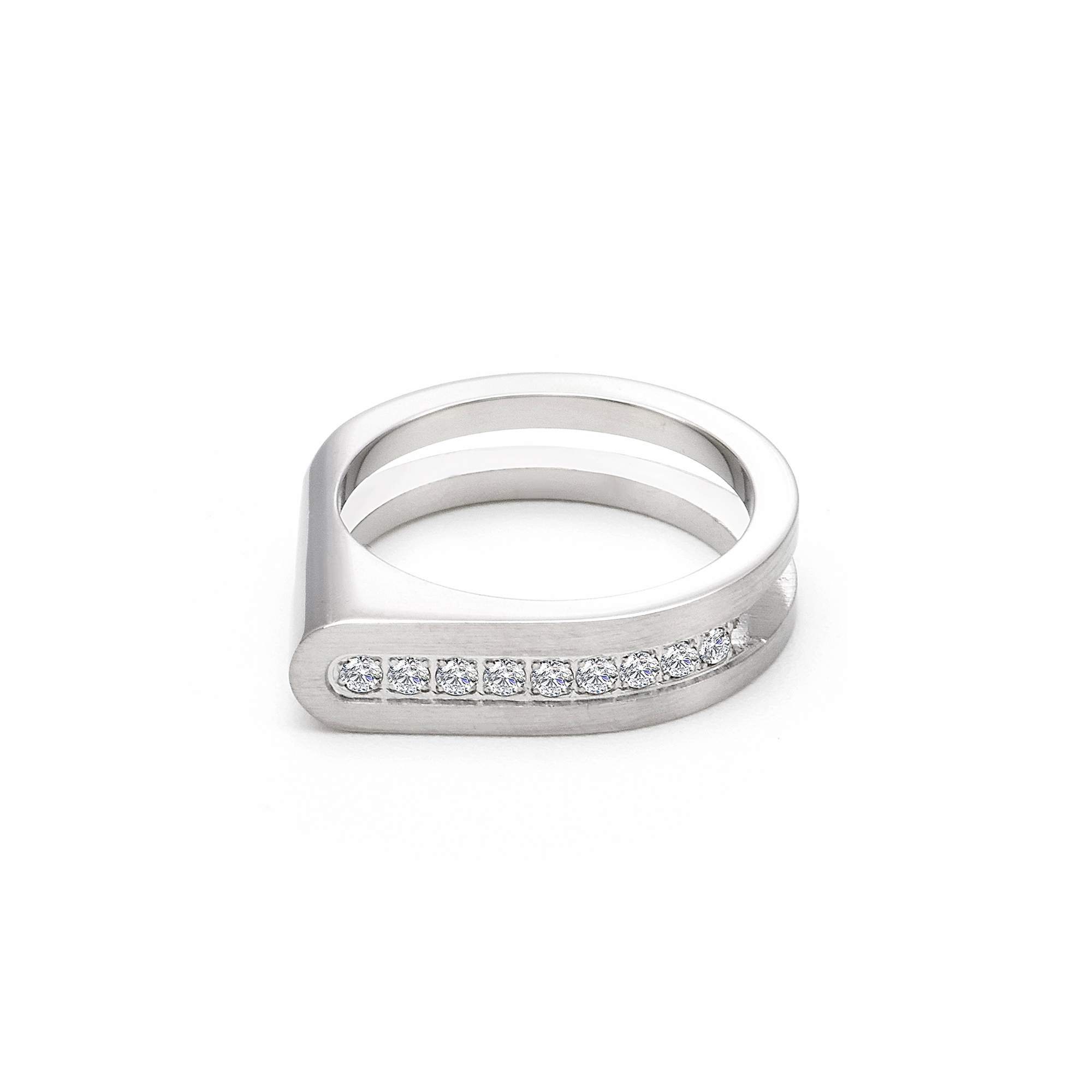 RG098W B.Tiff Pavé Carrée Ring