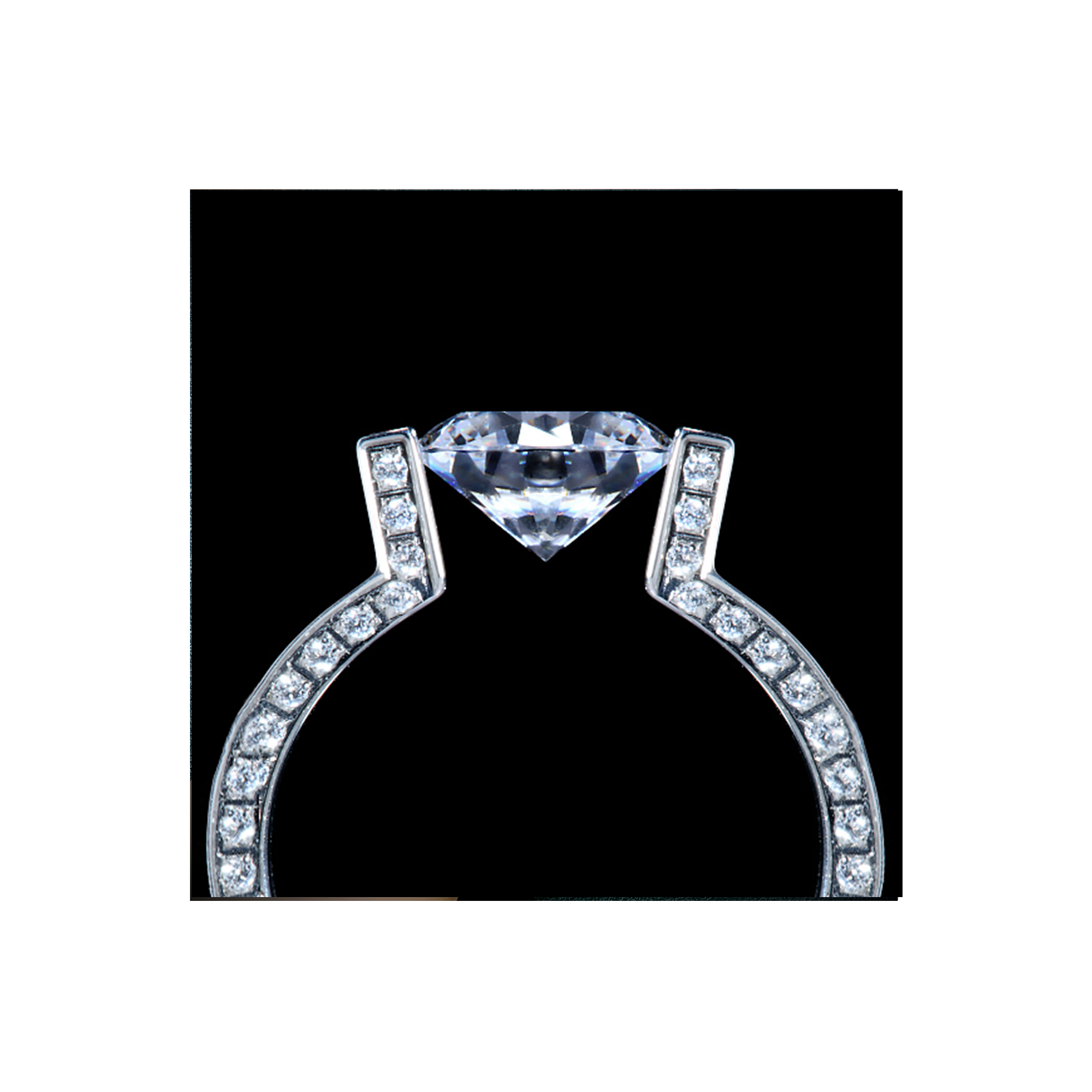RG108MW B.Tiff 2 ct Moissanite Round Solitaire Interlocking Engagement Ring