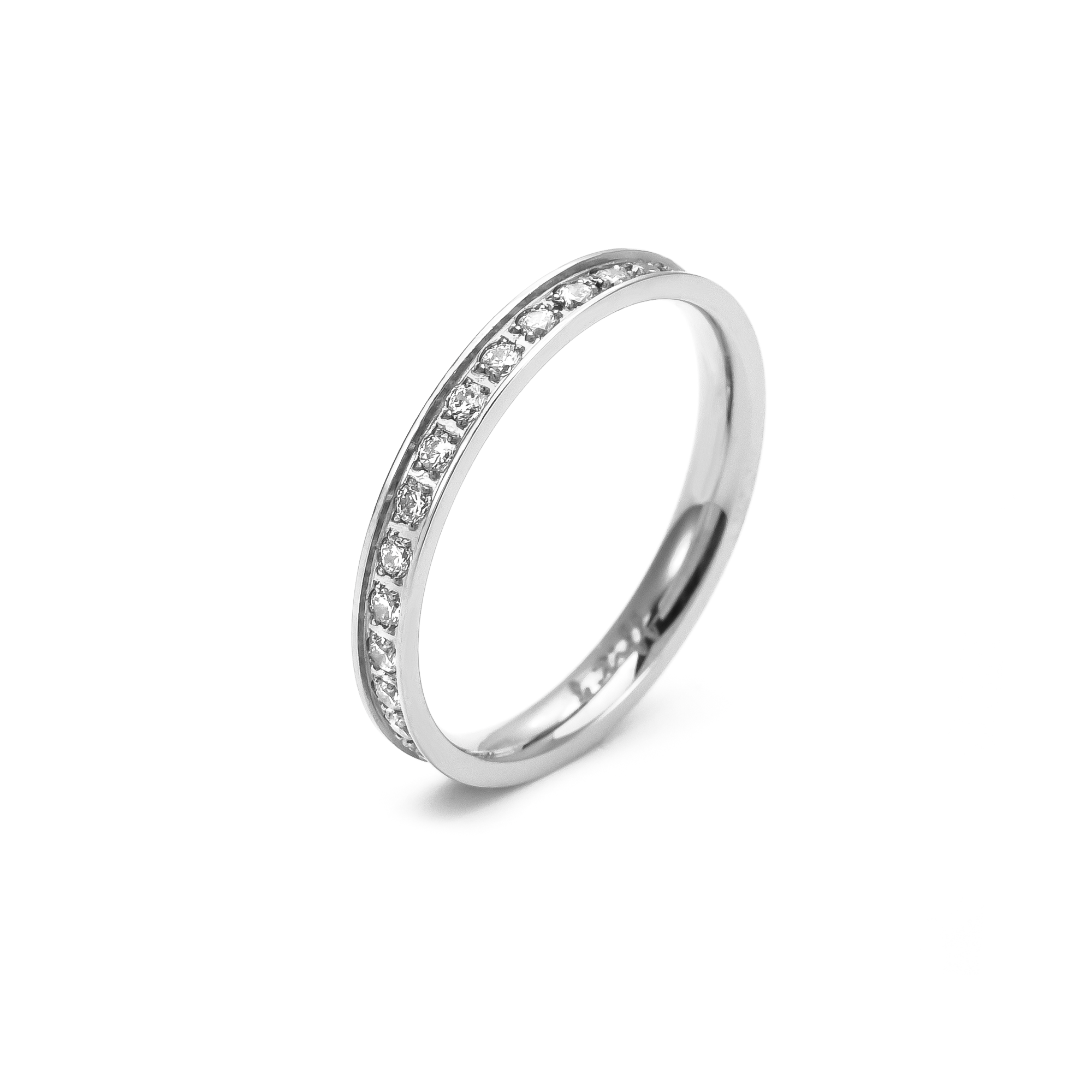 RG108W-111W B.Tiff 2 ct Round Solitaire Interlocking Engagement Ring & Eternity Band Set