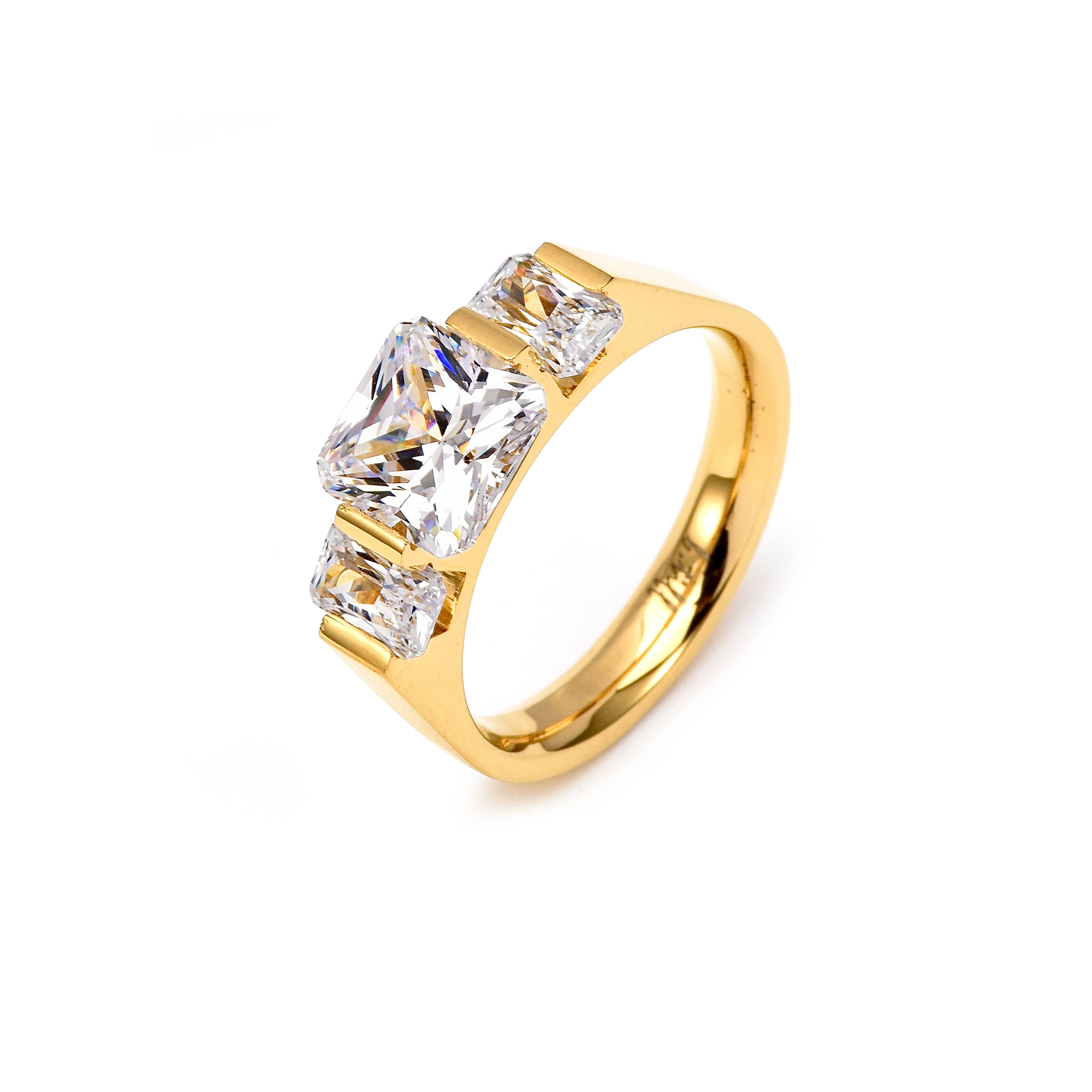 RG206G B.Tiff Tension Gold 2 ct Cushion Cut with Emeralds Engagement Ring